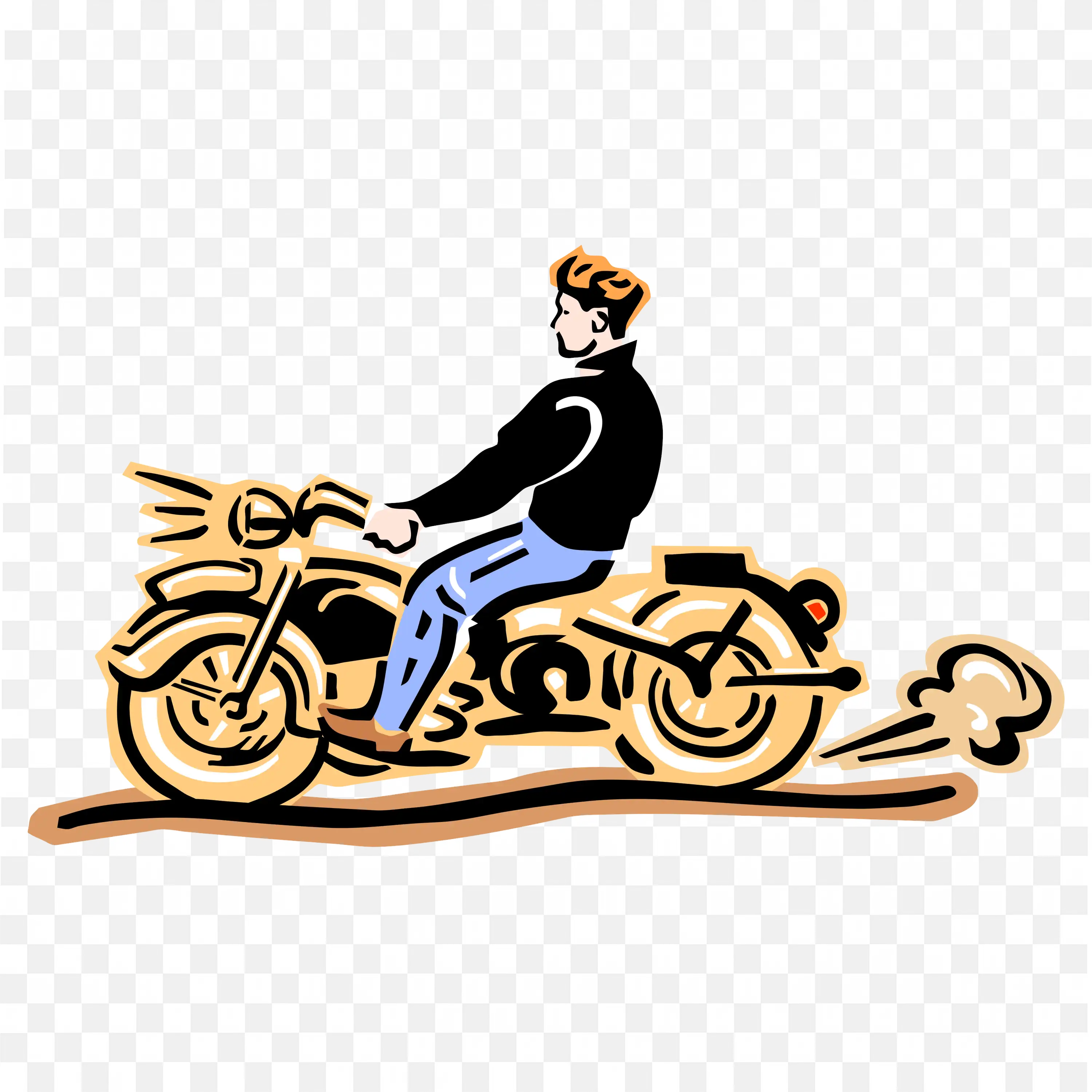 Man Riding Motorcycle with Exhaust Smoke PNG Download