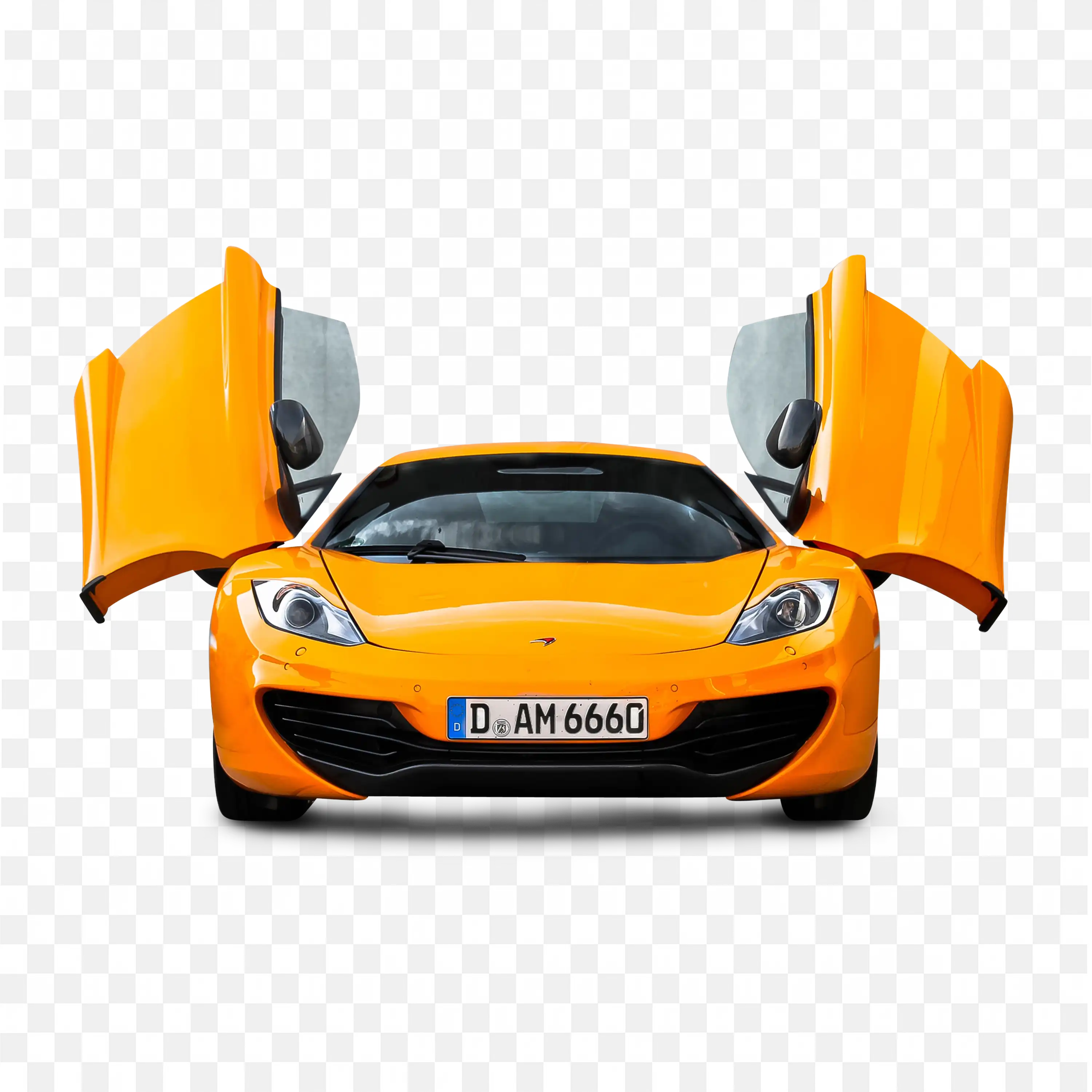 Mclaren 12C Luxury Orange Sports Car with Open Doors PNG