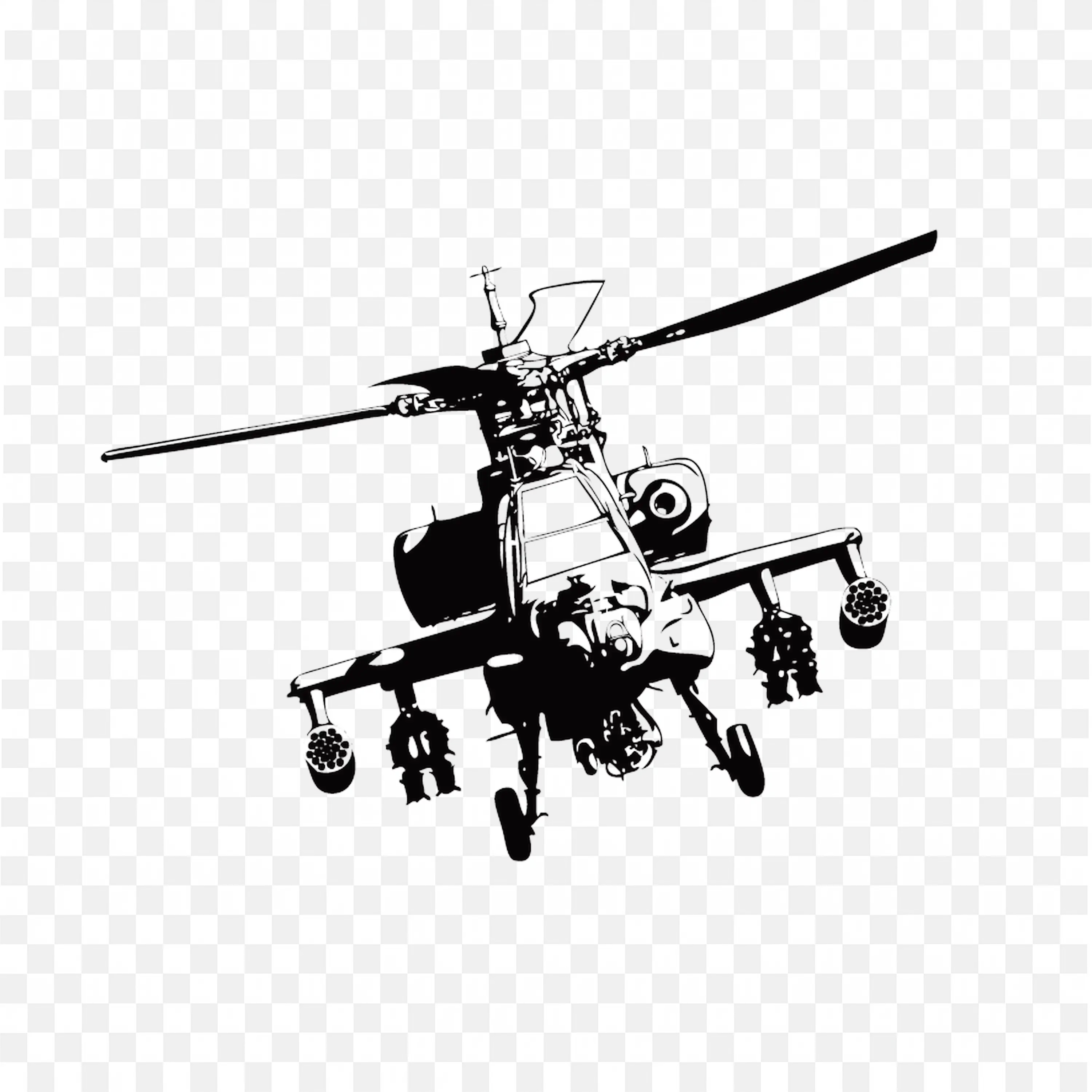 Military Attack Helicopter with Heavy Weapons PNG Download