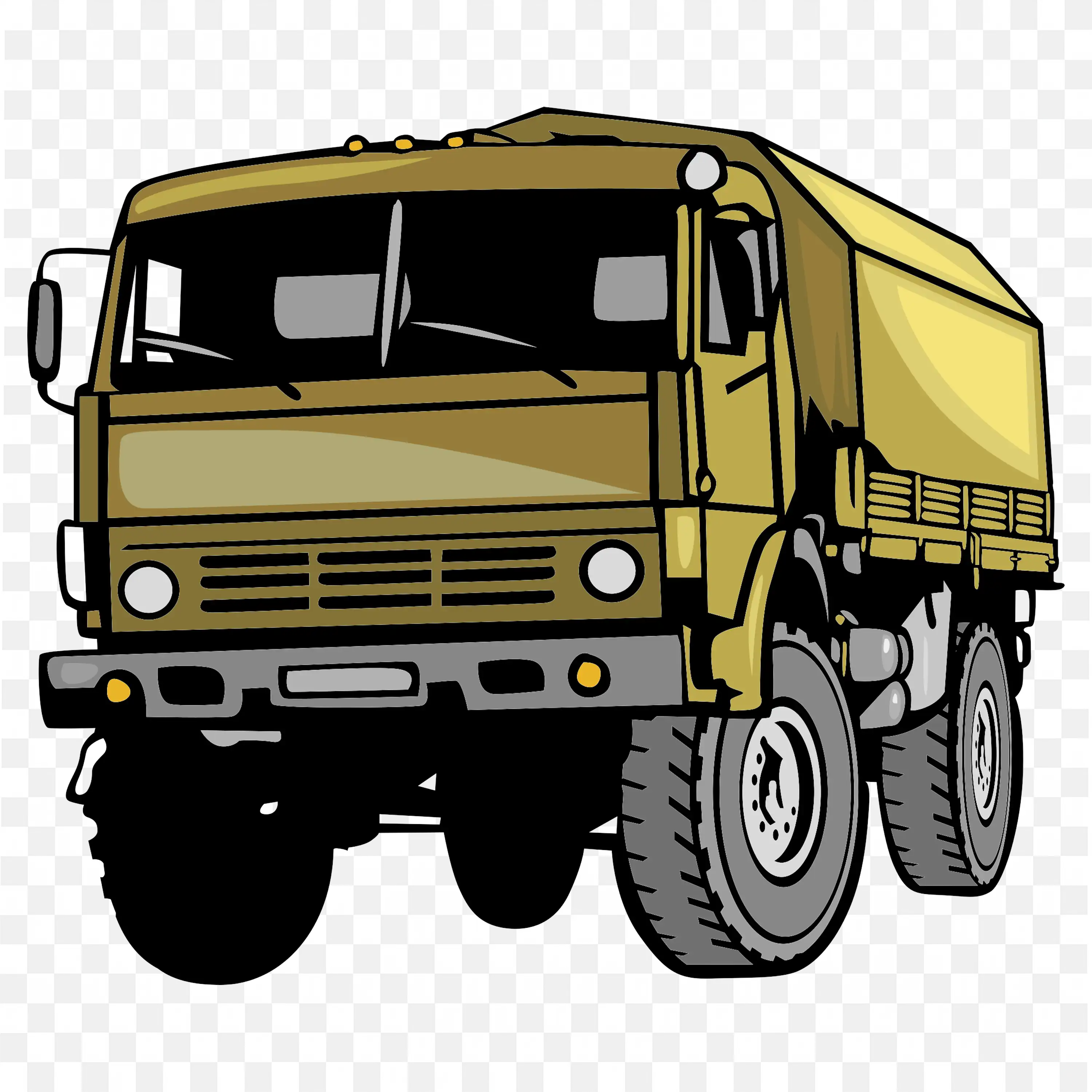 Military Style Olive Green Cargo Truck With Covered Rear Bed