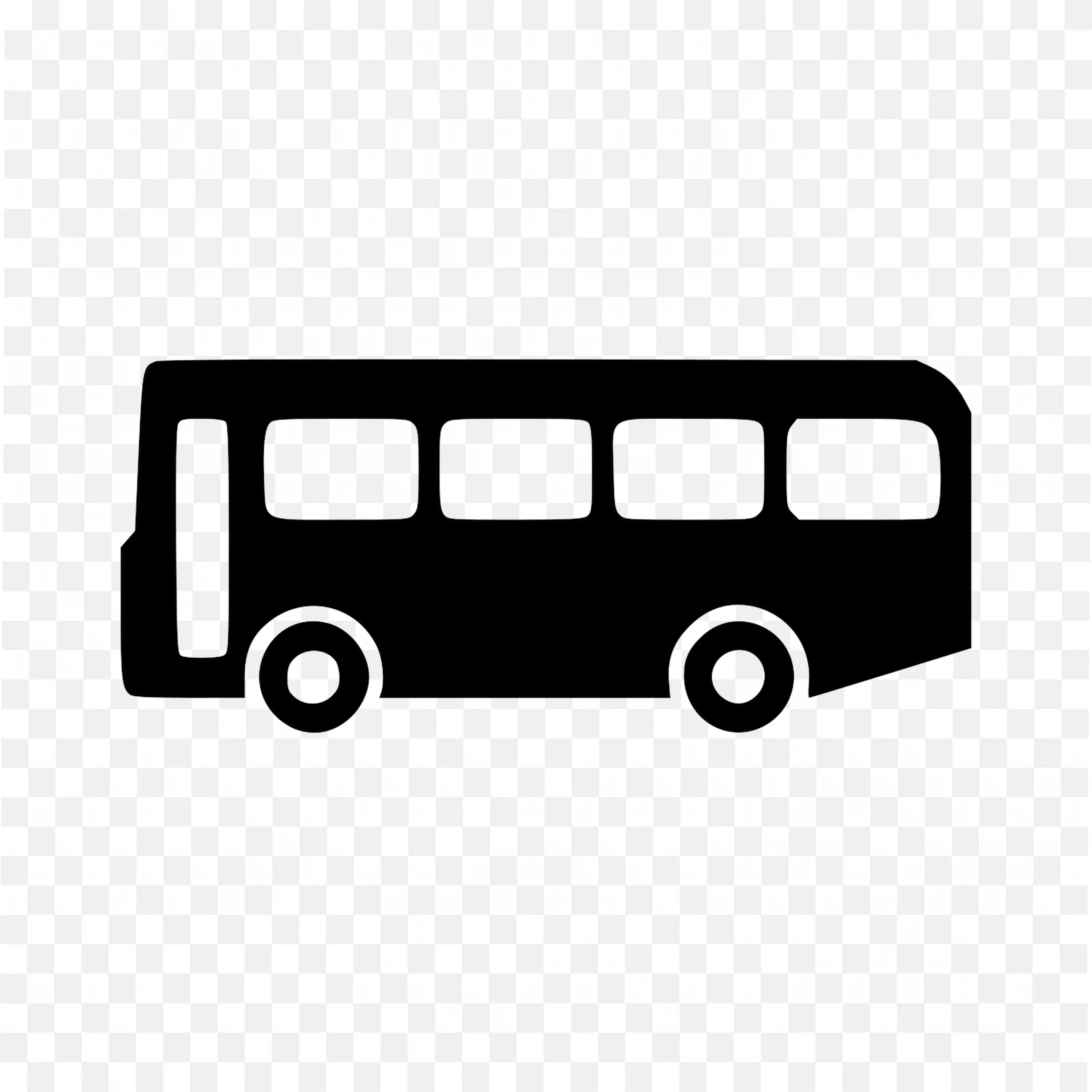 Minimalist Black Bus Side View Icon with Windows PNG Image