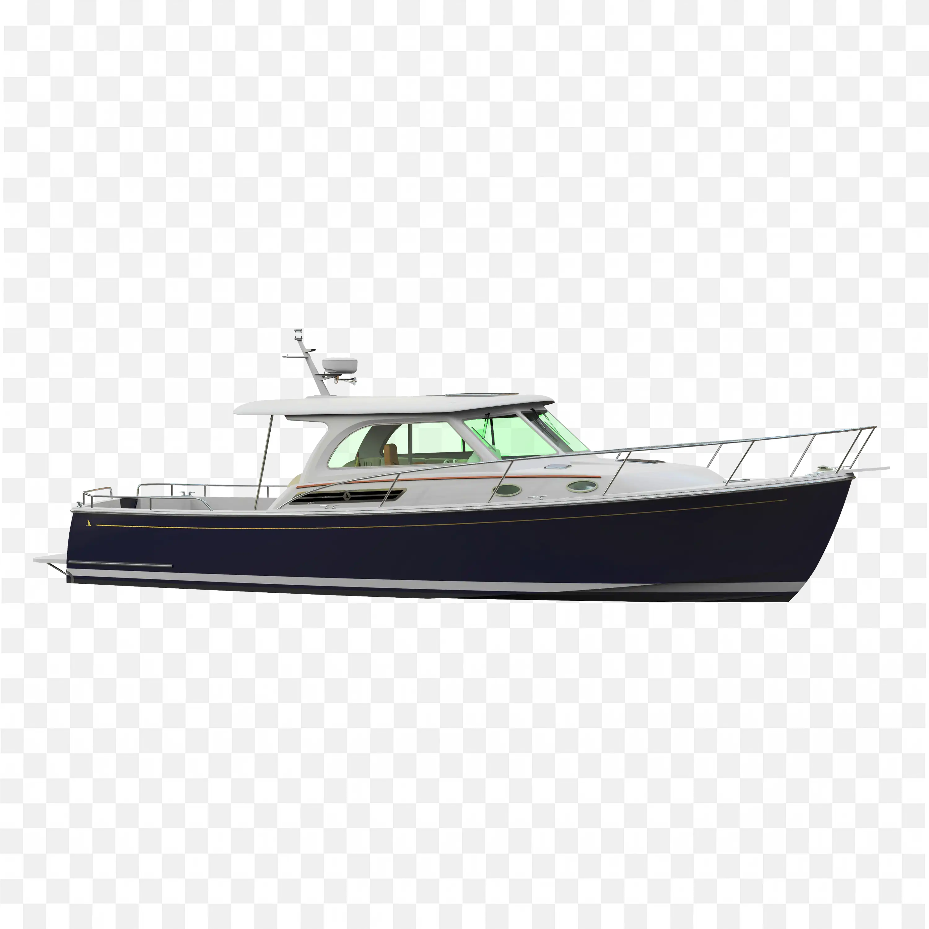 Modern Compact Motorboat with Cabin Design Free PNG Image