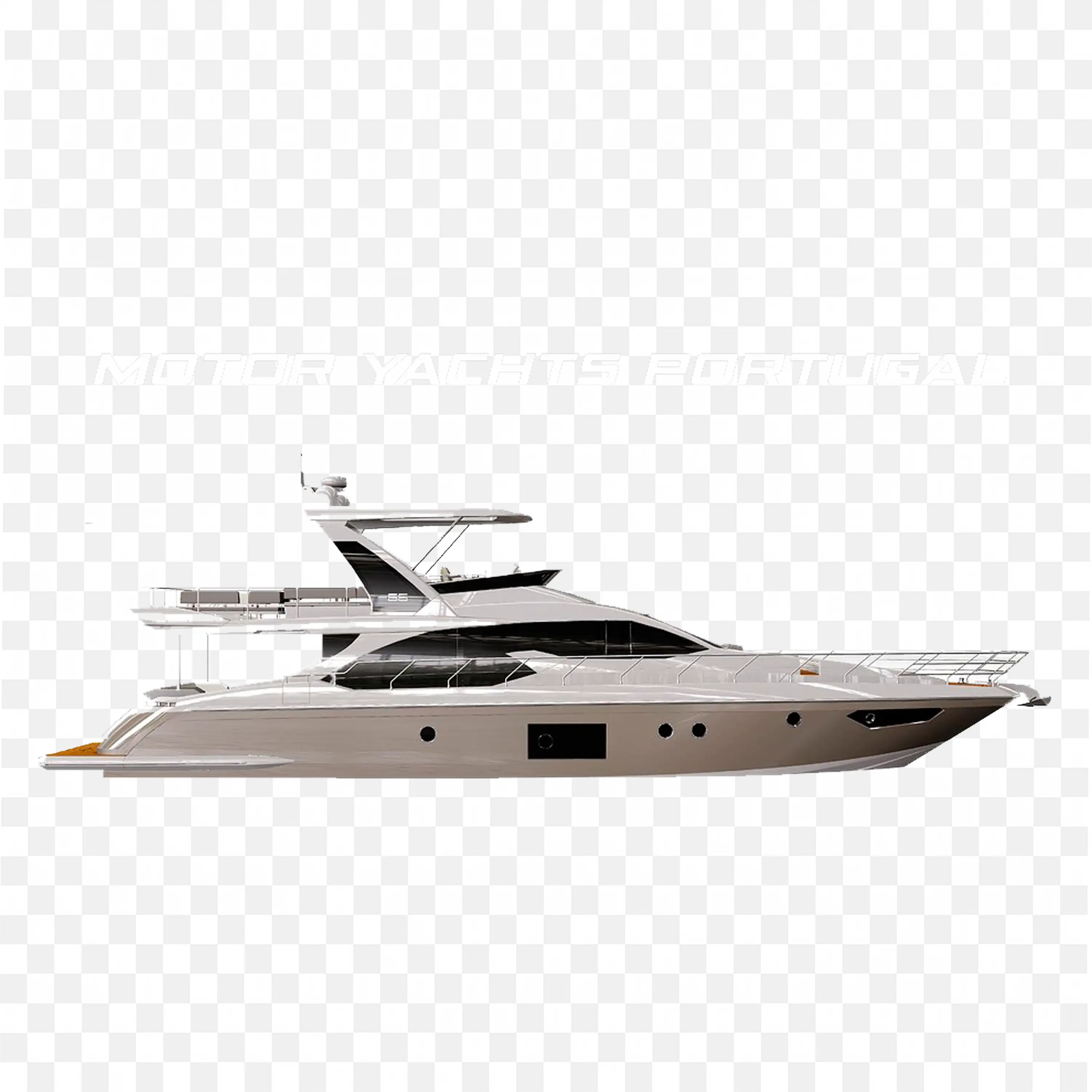 Modern Motor Yacht with Motor Yachts Portugal Text PNG Image