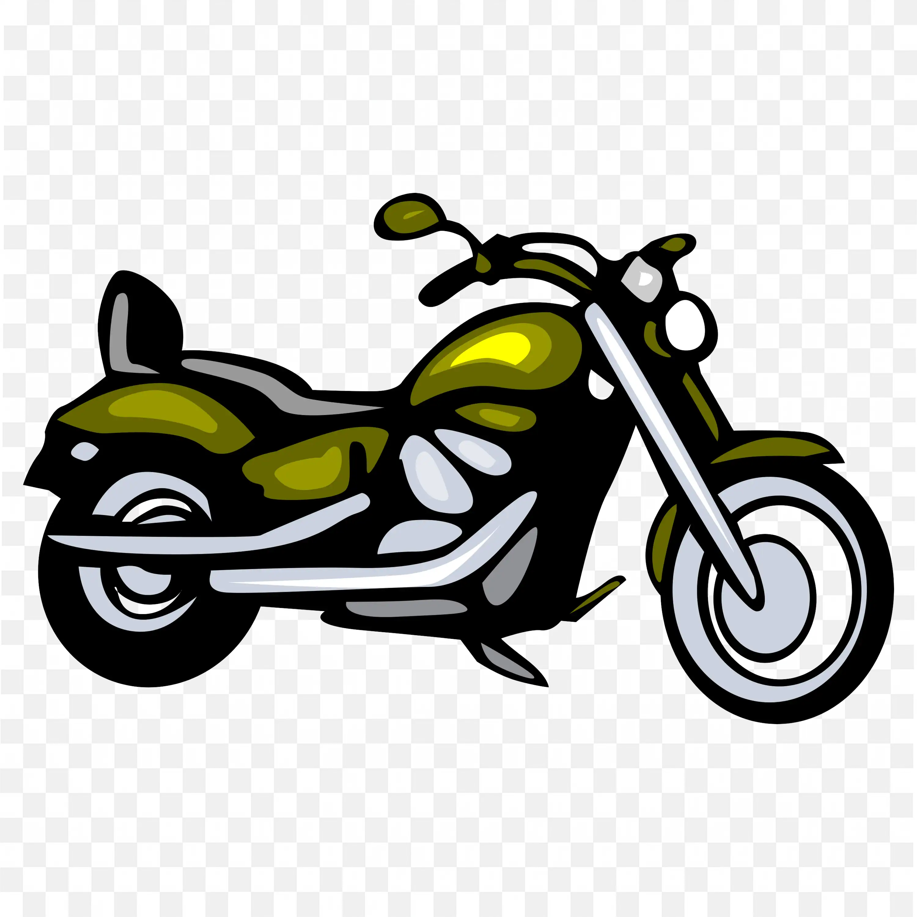 Olive Green Cruiser Motorcycle With Chrome Details PNG