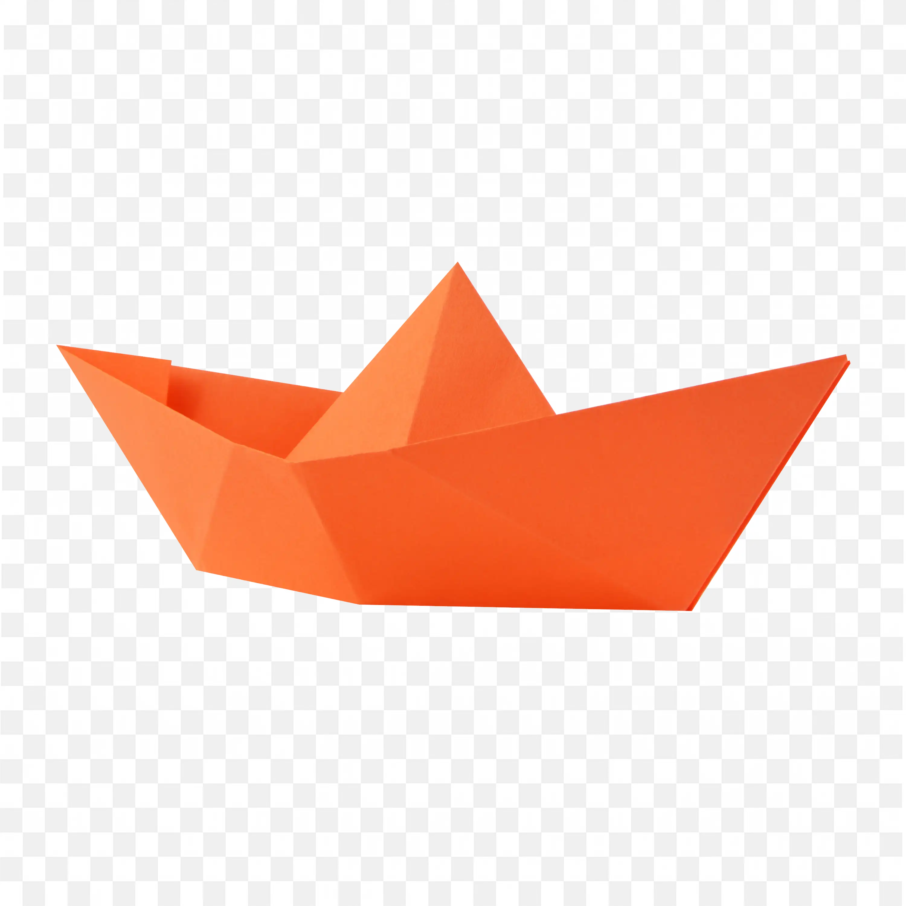 Orange Colour Paper Boat Placed On A Transparent Background