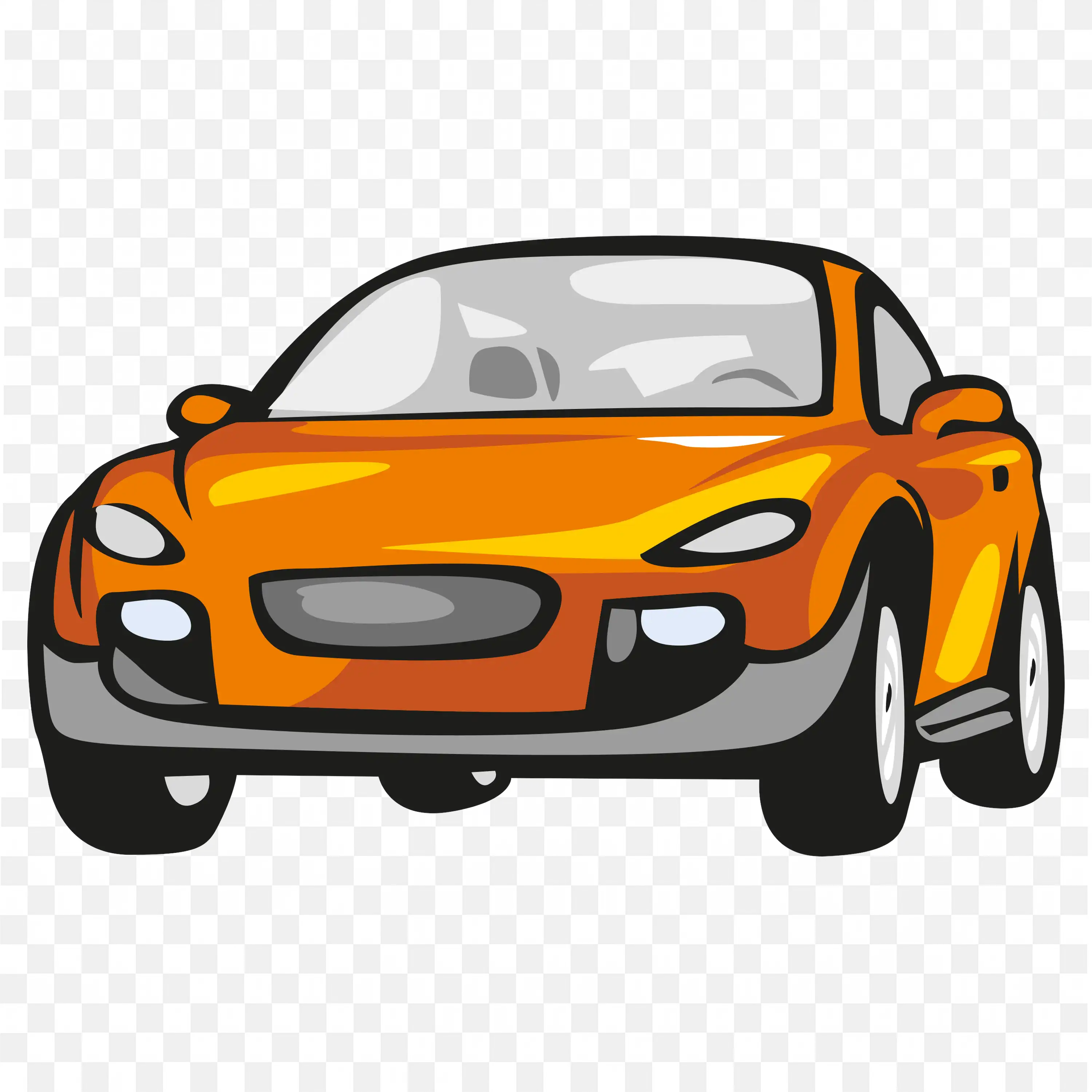 Orange Sporty Coupe With Smooth Curves and Two Door PNG