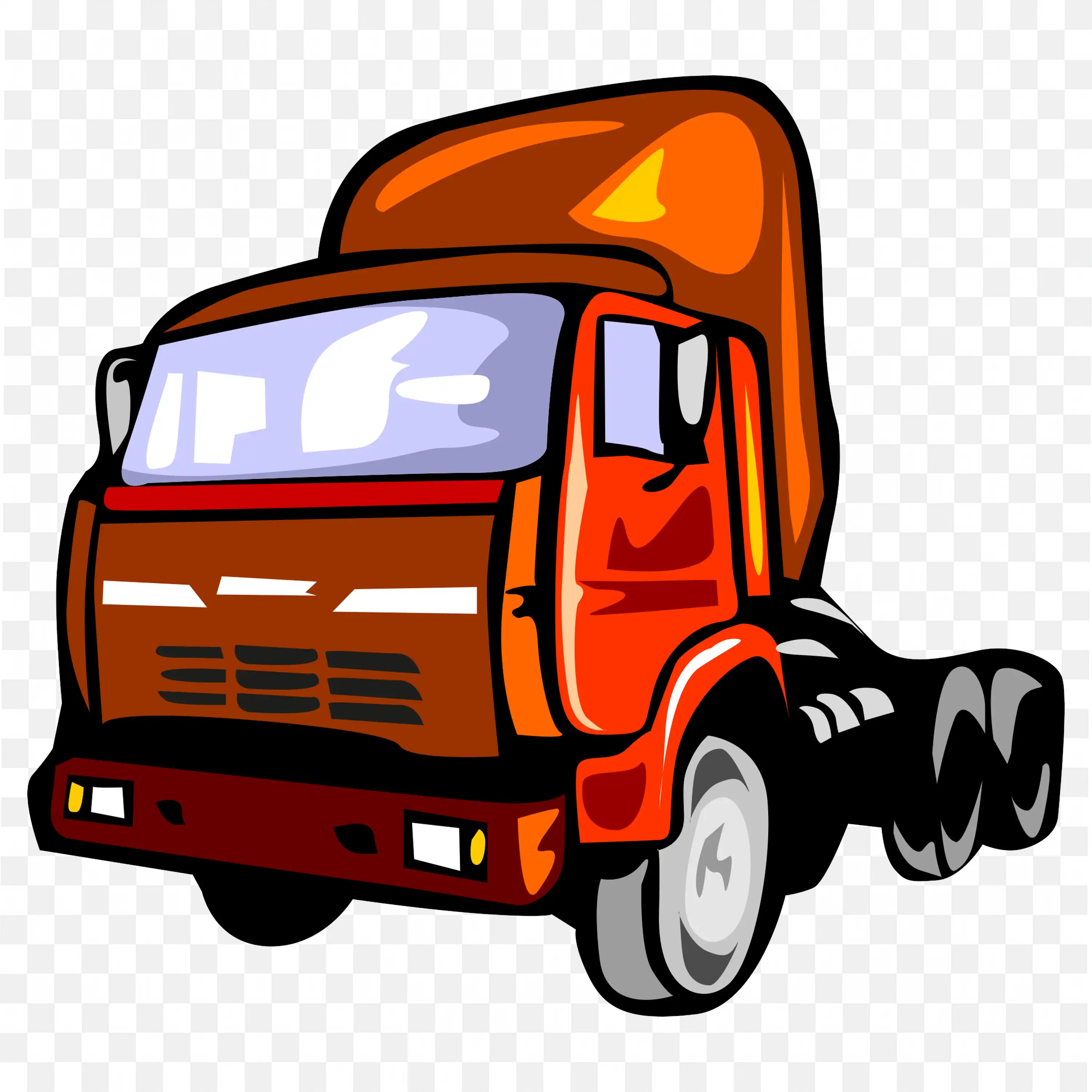 Orange Truck Cab Chassis Ready for Container Connection