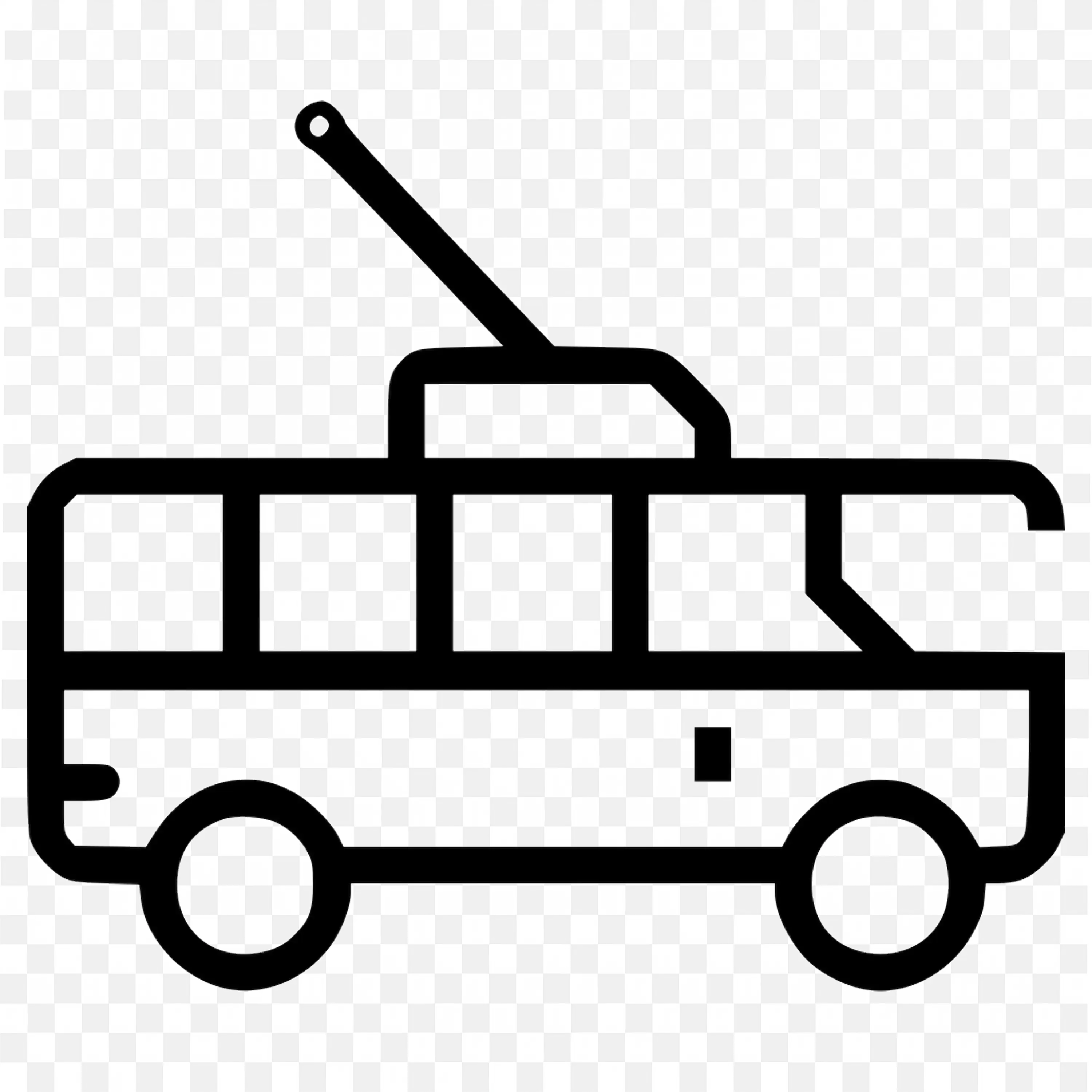 Outline Drawing Of Trolleybus with Trolly Pole PNG Image
