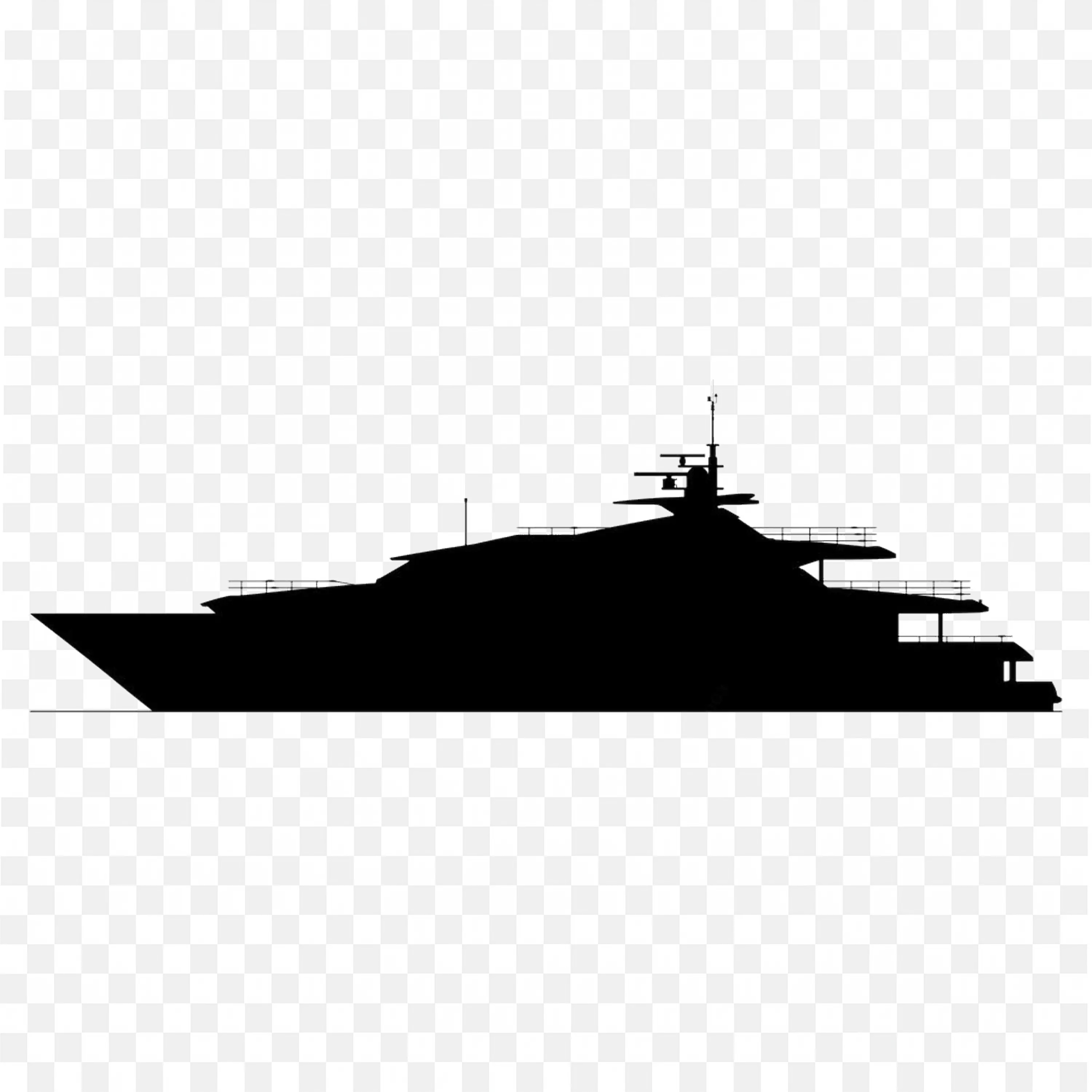 Outline Of A Modern Luxury Yacht On A Transparent Background