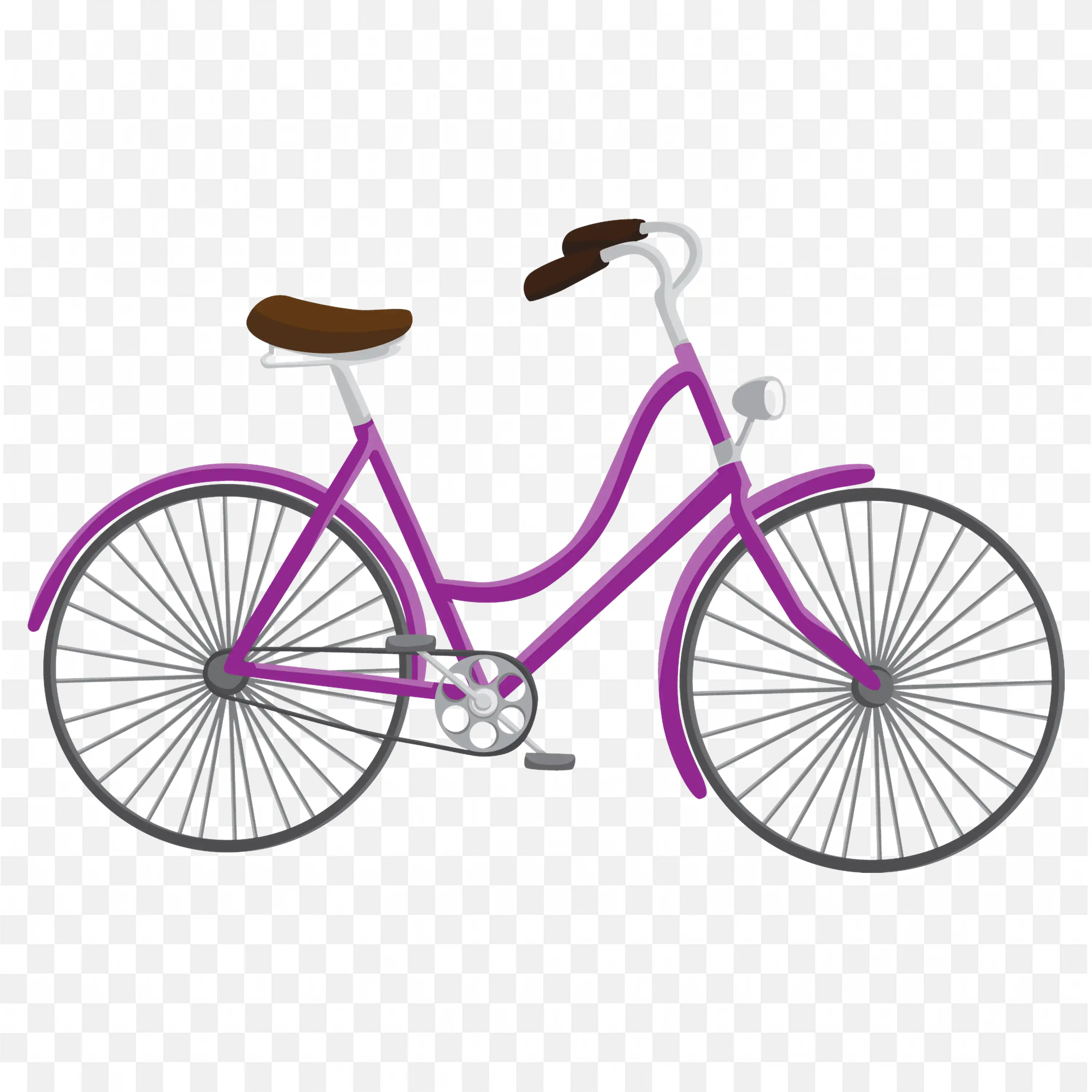 Purple Bicycle with Brown Seat and Handlebars Free PNG