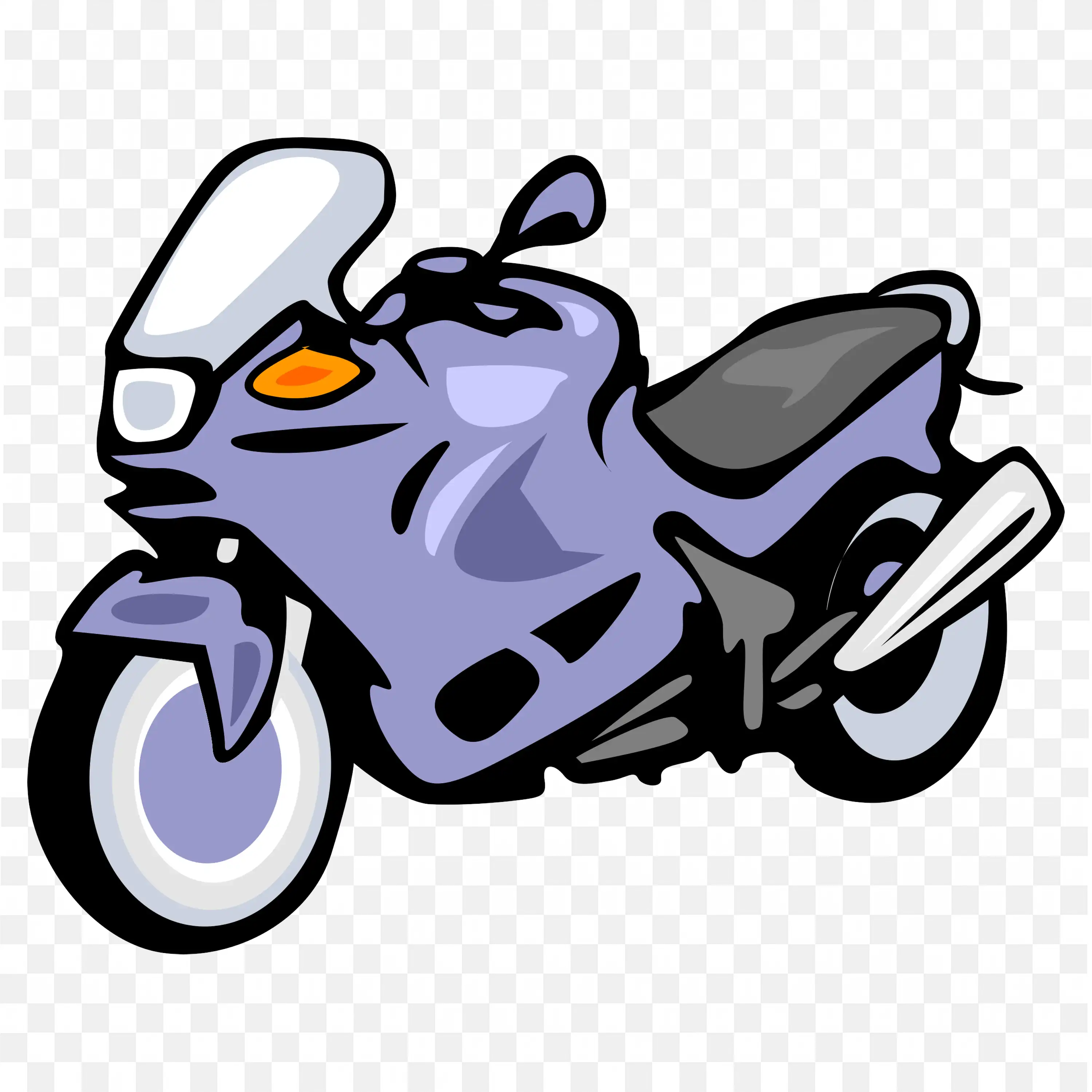 Purple Sport Motorcycle With Orange Indicator Light PNG