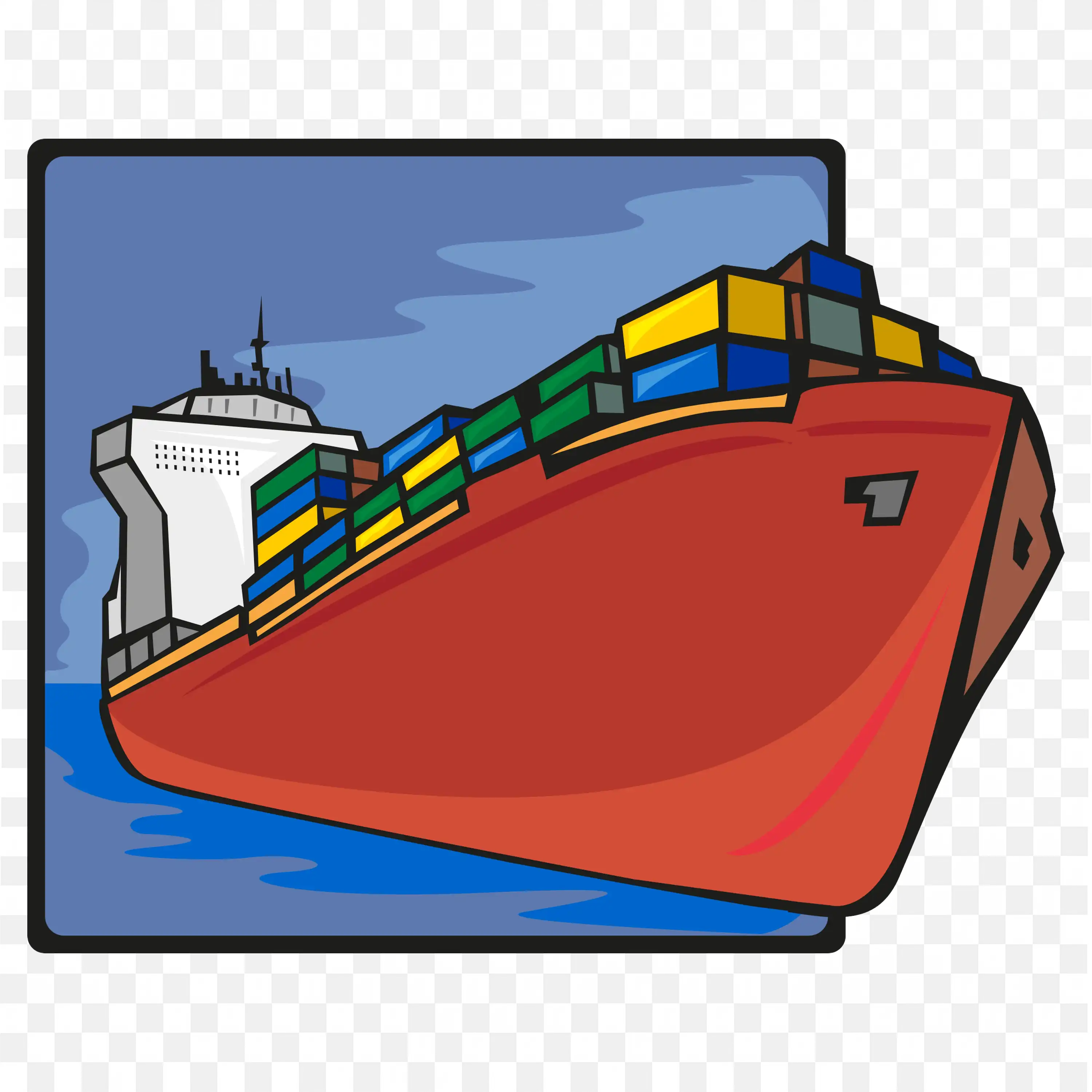 Red Container Cargo Ship Loaded With Containers Free PNG