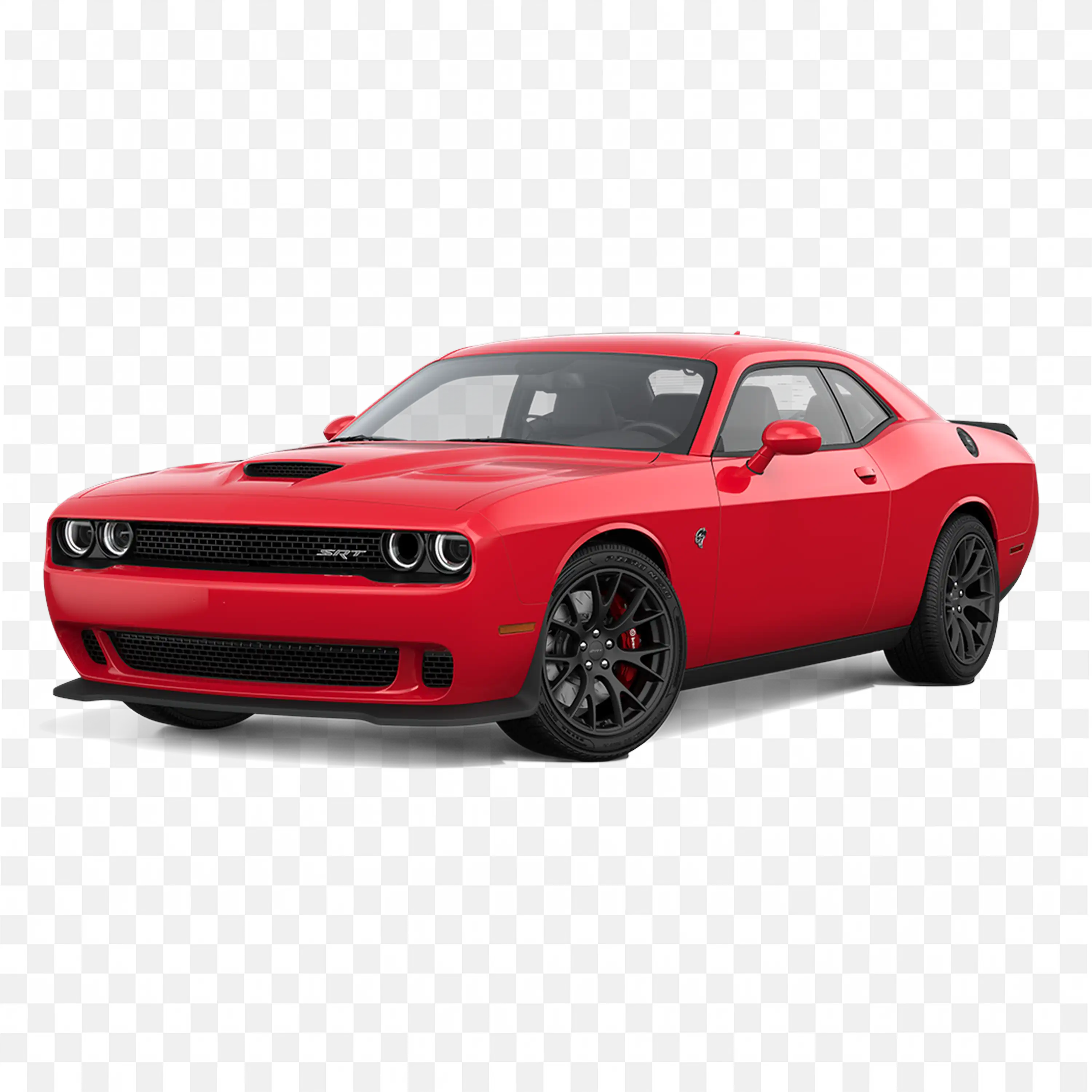 Red Muscle Dodge Challenger Srt Hellcat Car with Black Wheels