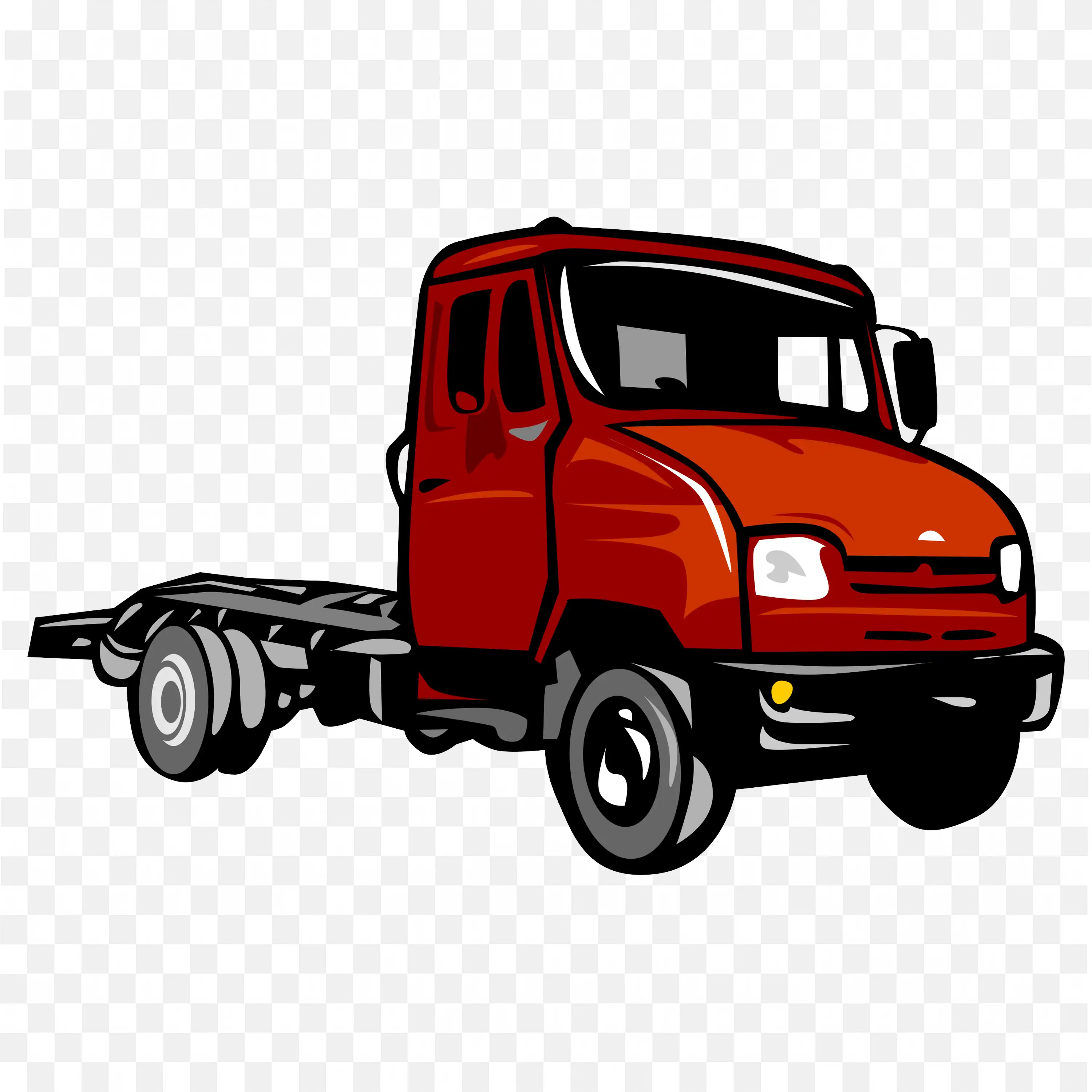 Red Semi Truck Cab Chassis Without Container PNG Image