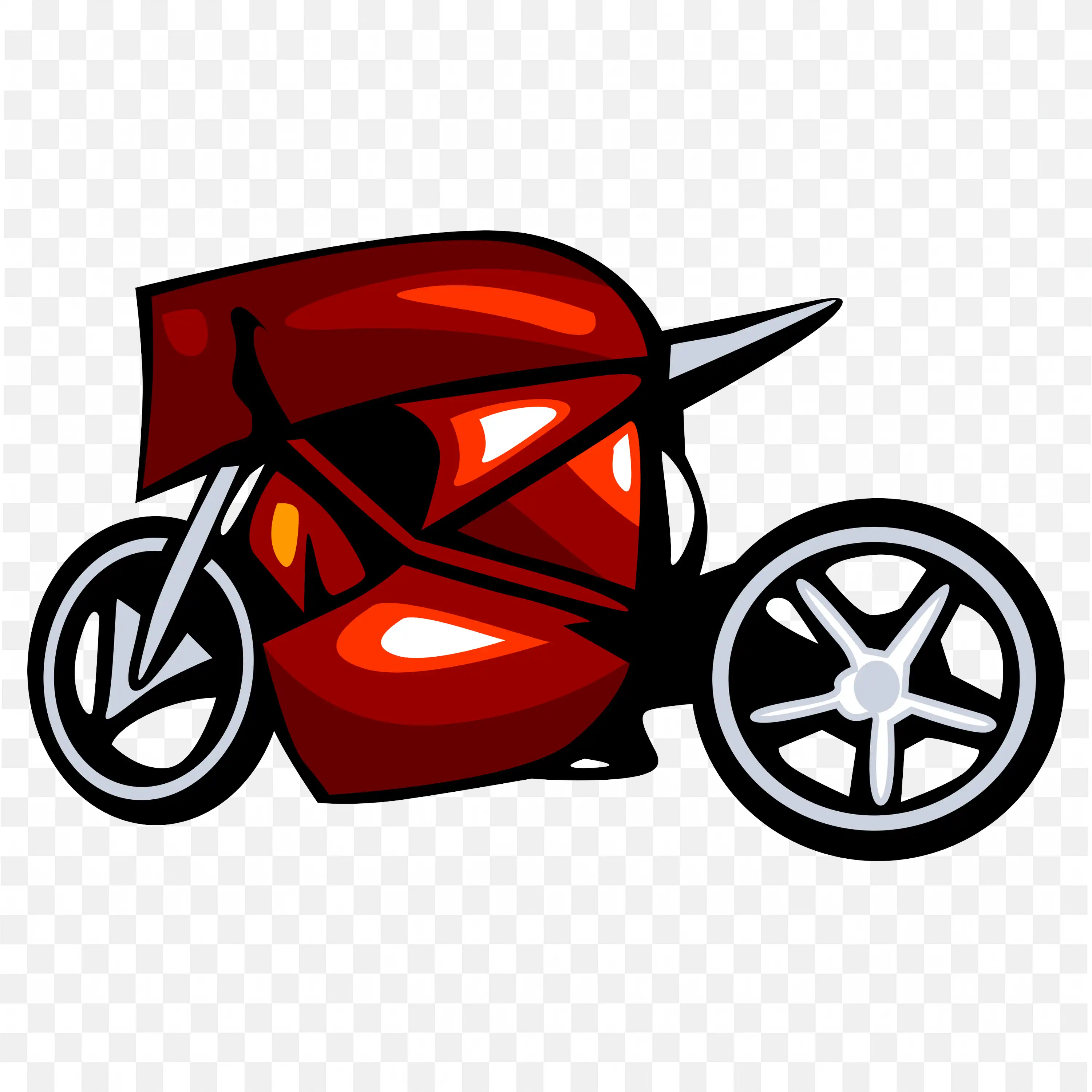 Red Sport Motorcycle With Angular Design and Silver Wheels