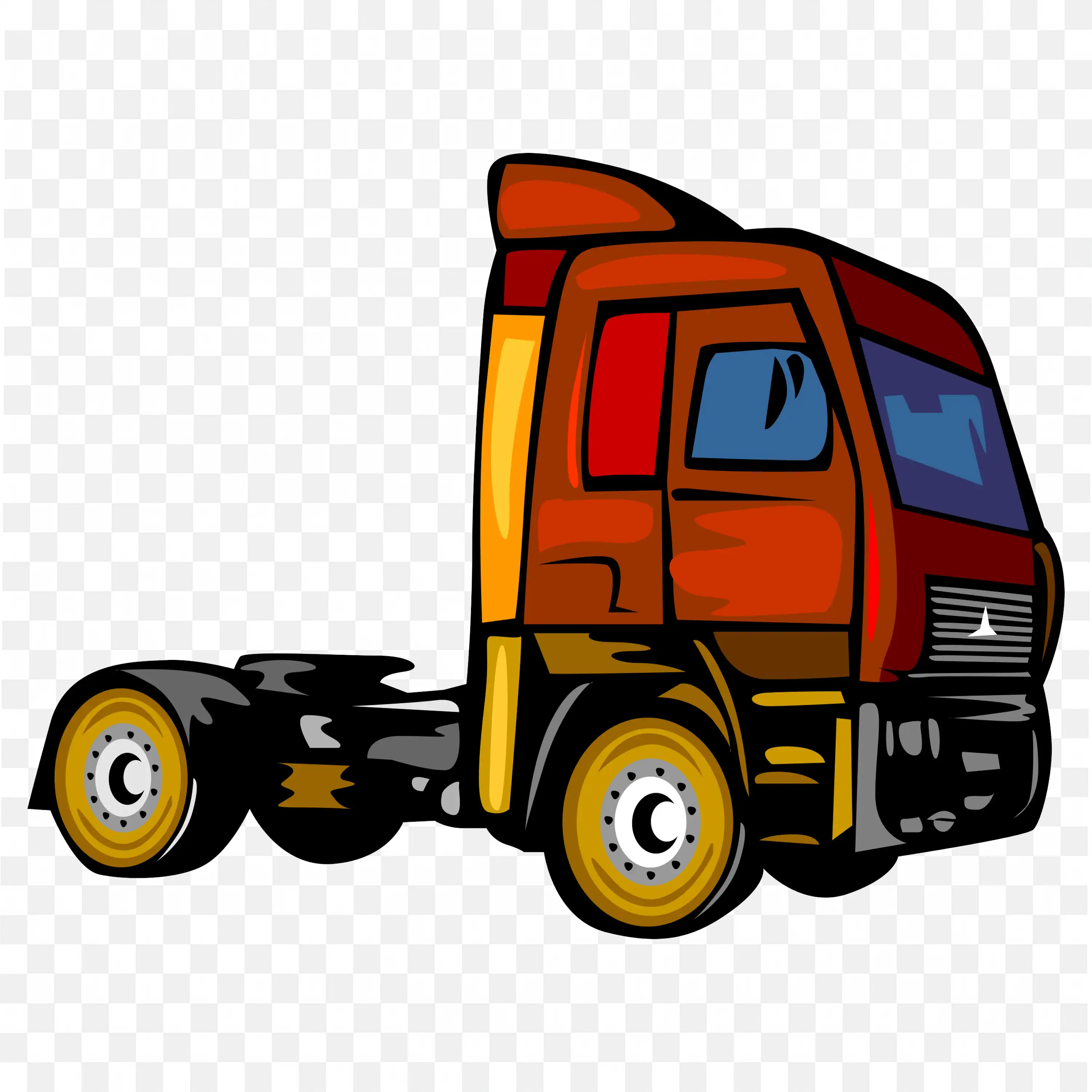 Red Tractor Truck Without A Container Download PNG Image