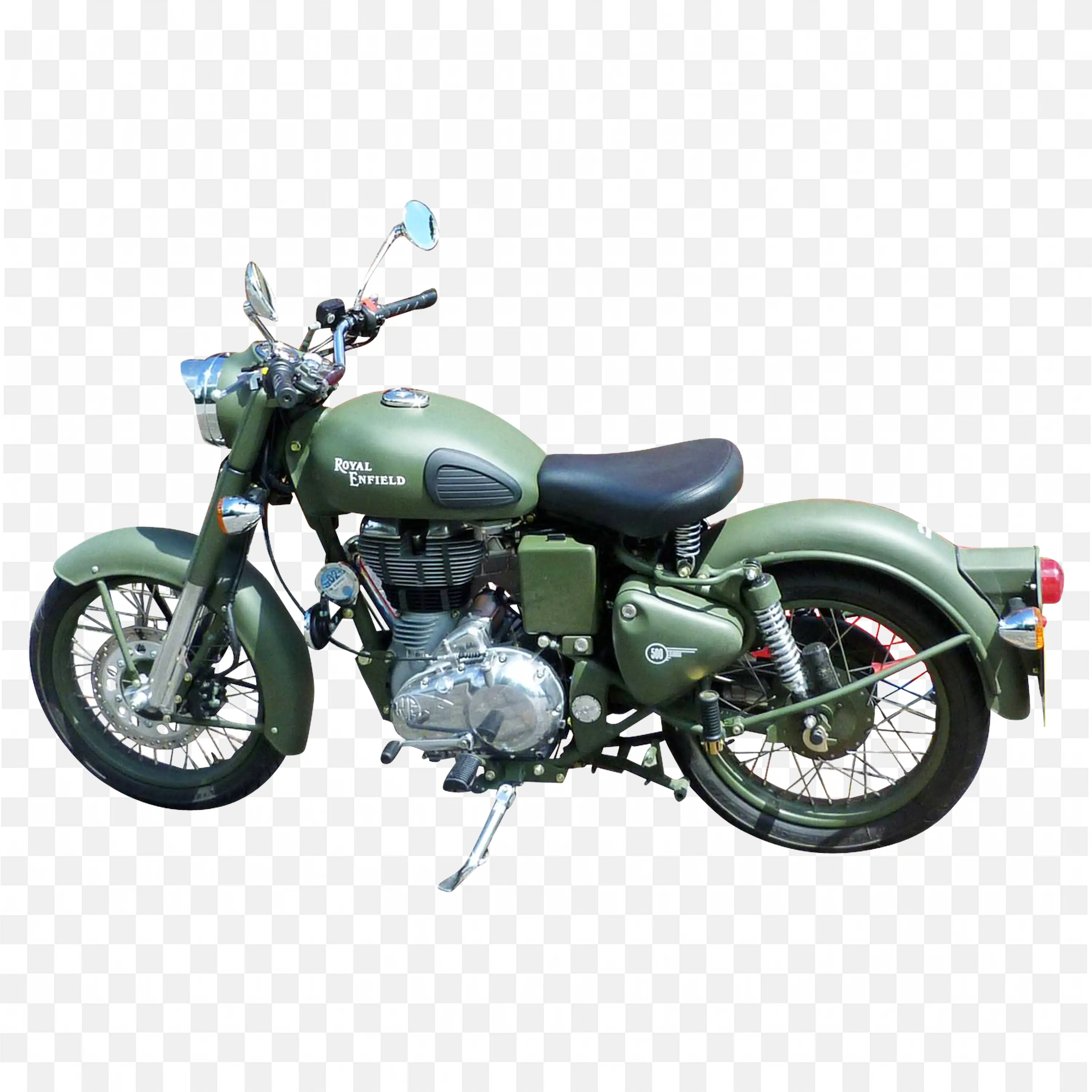 Royal Enfield Classic 500 Military Green Motorcycle PNG