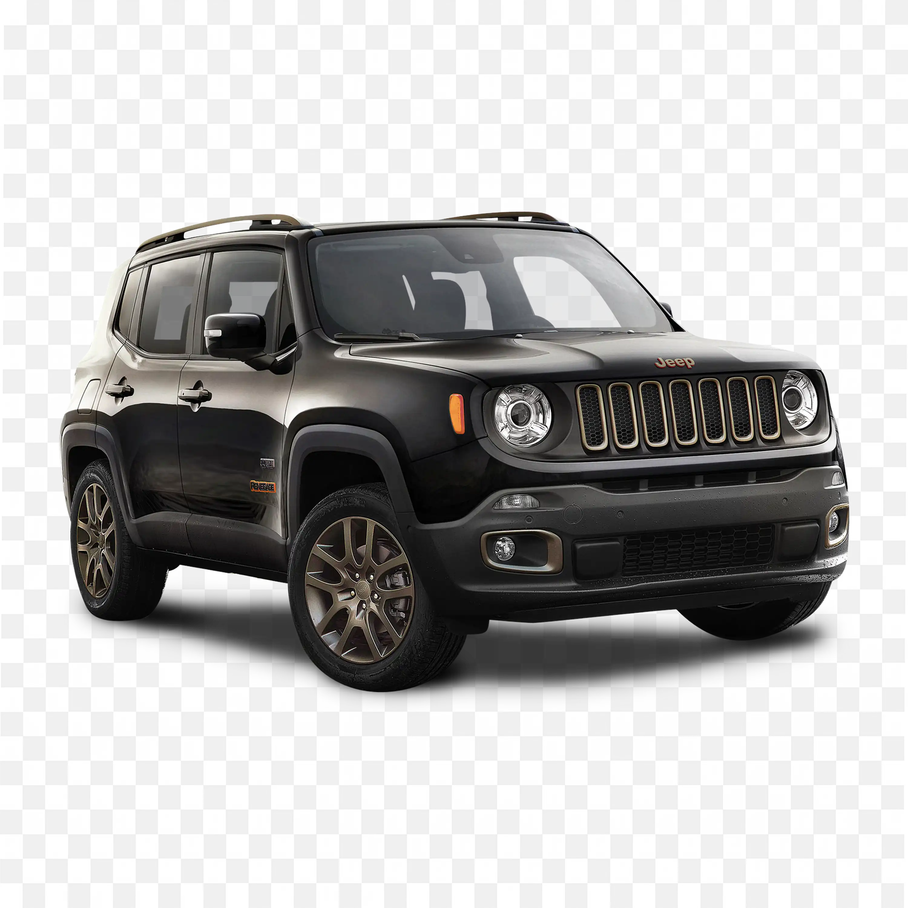 Rugged and Stylish Black Jeep Renegade Suv Front View PNG