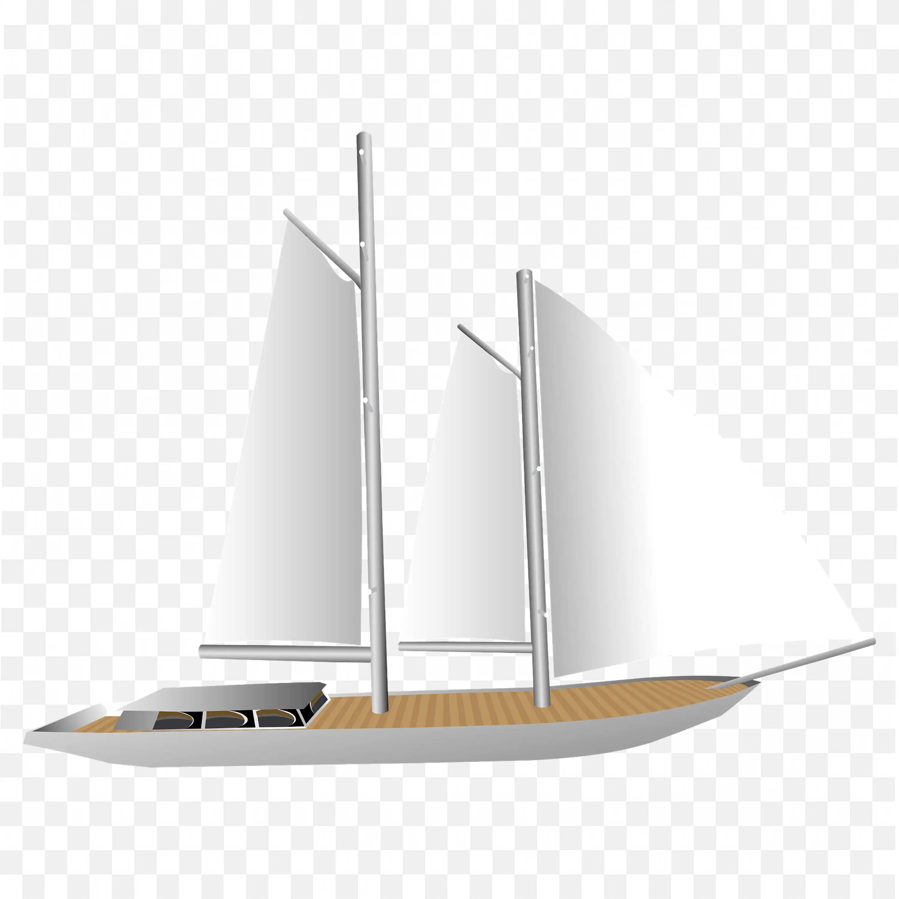 Sailboat with Twin Poles and Sleek Wooden Hull PNG Image