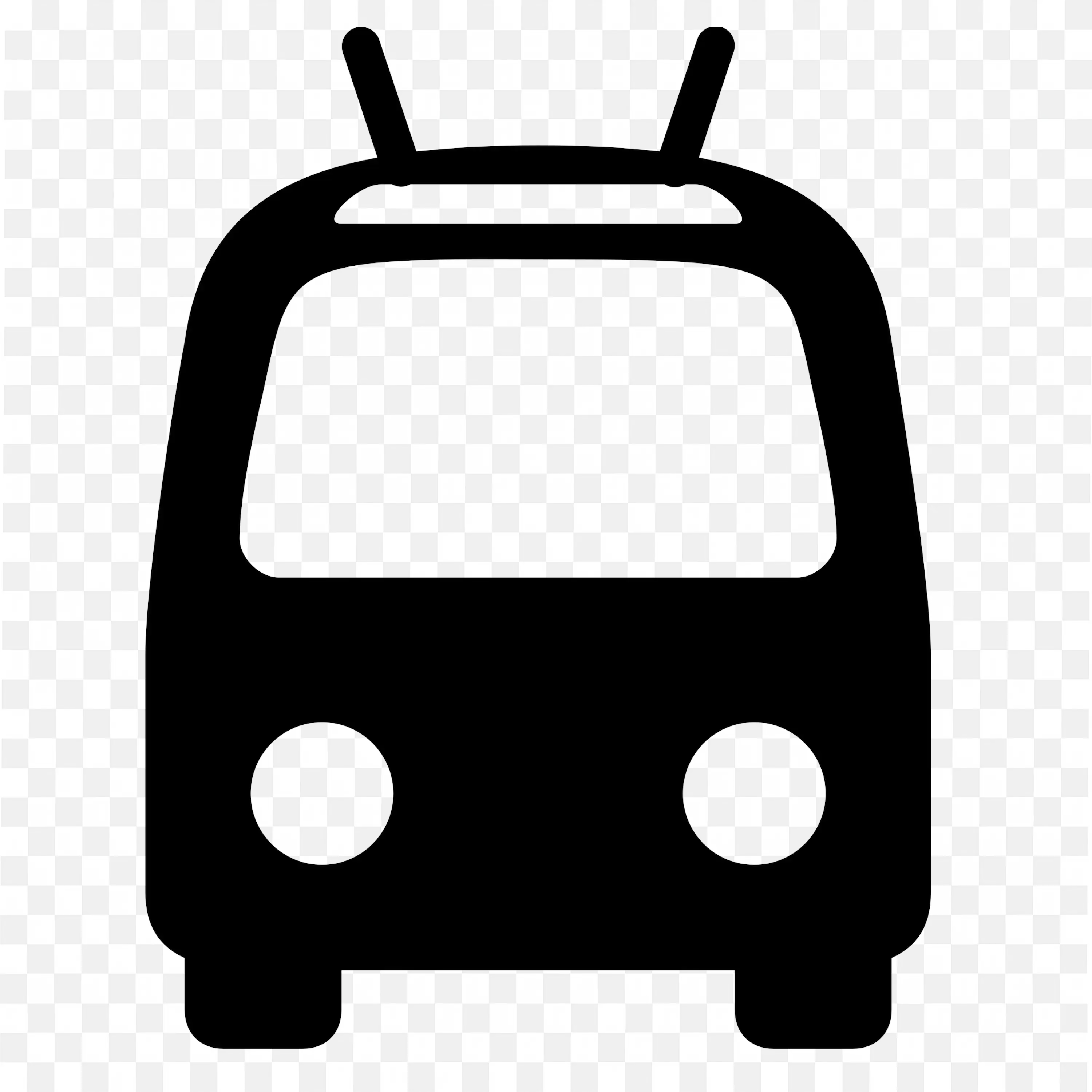 Simple Black Trolleybus Icon with Antennas PNG Download