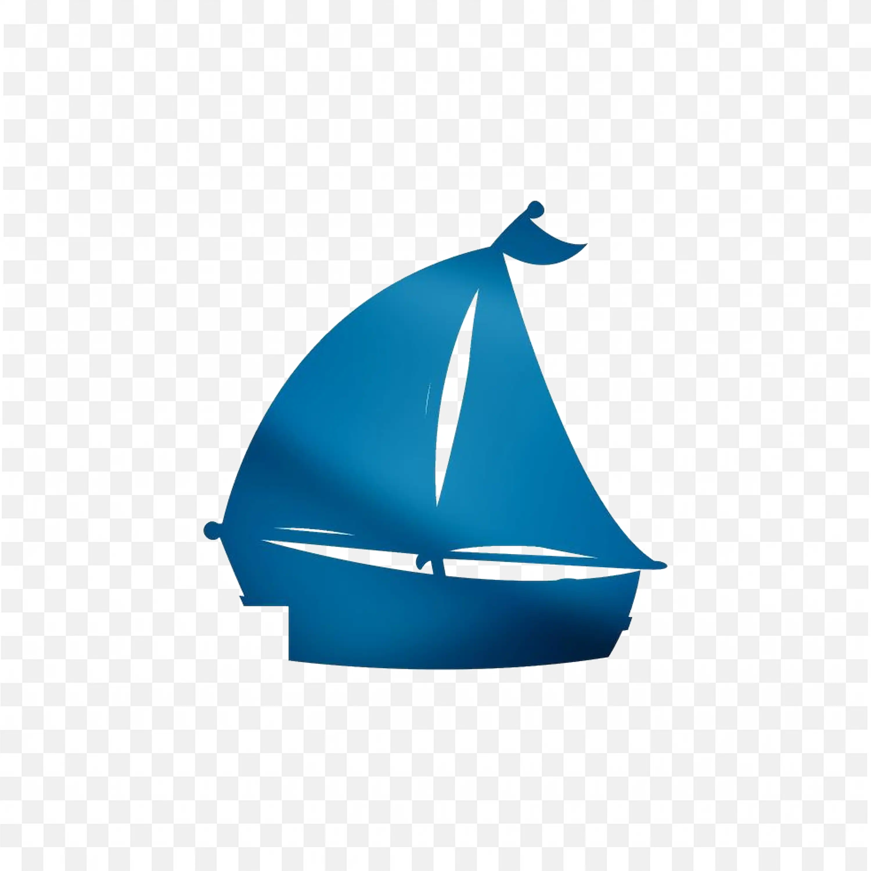 Simple Blue Icon Of A Sailboat with Its Sail Free PNG