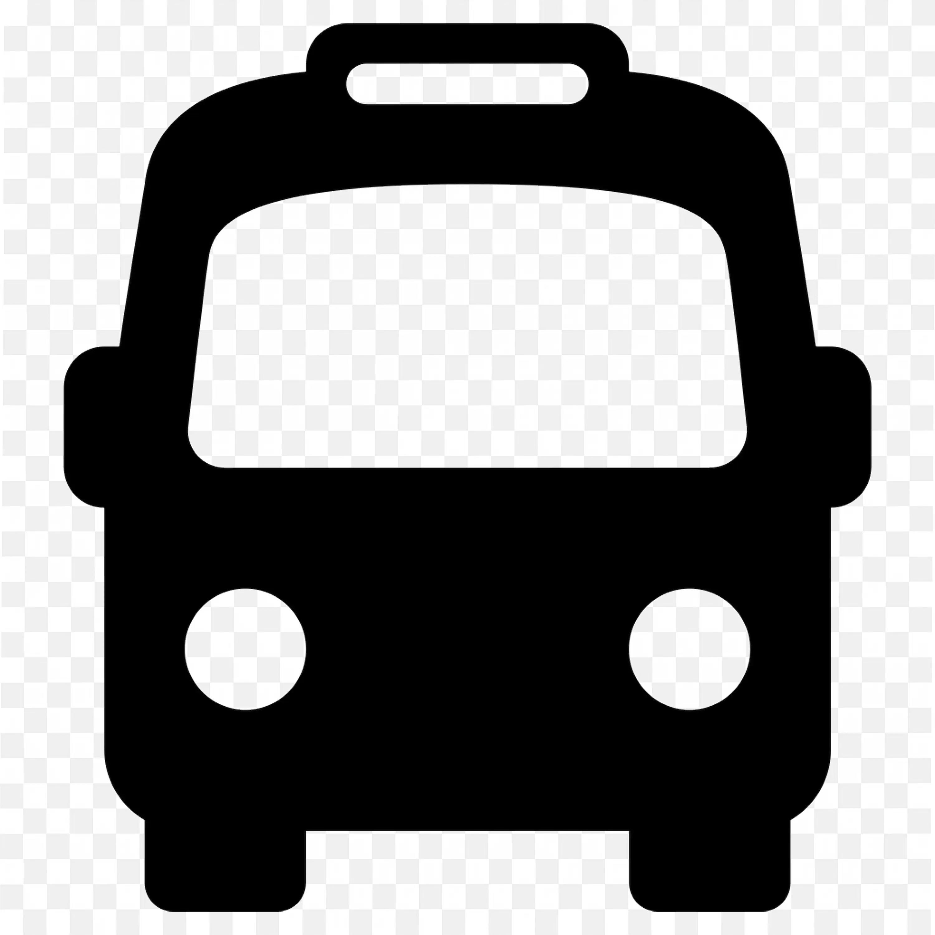 Simple Front View Of Black and White Bus Icon Free PNG