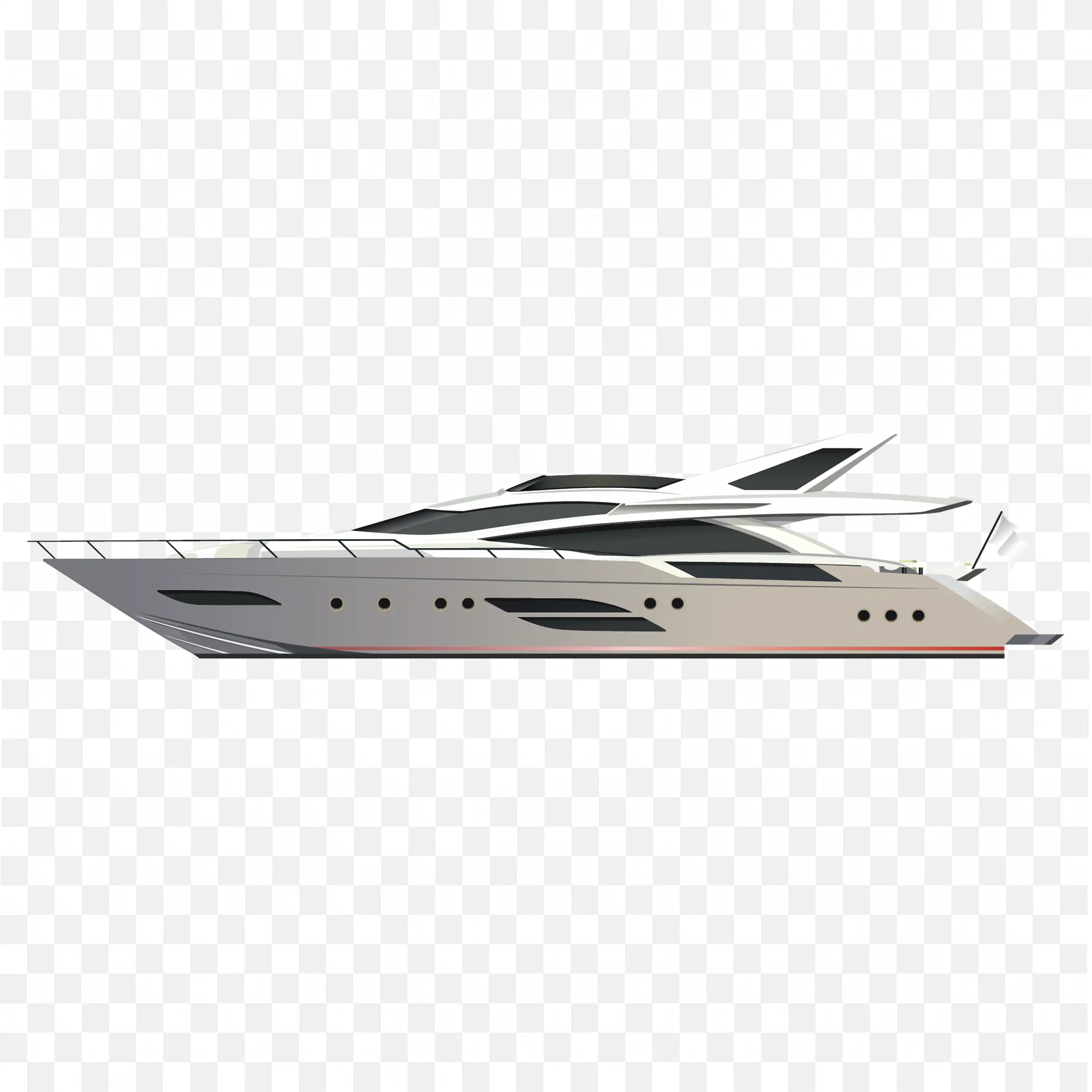 Sleek Modern Motor Yacht Sailing Fast Across Open Water PNG