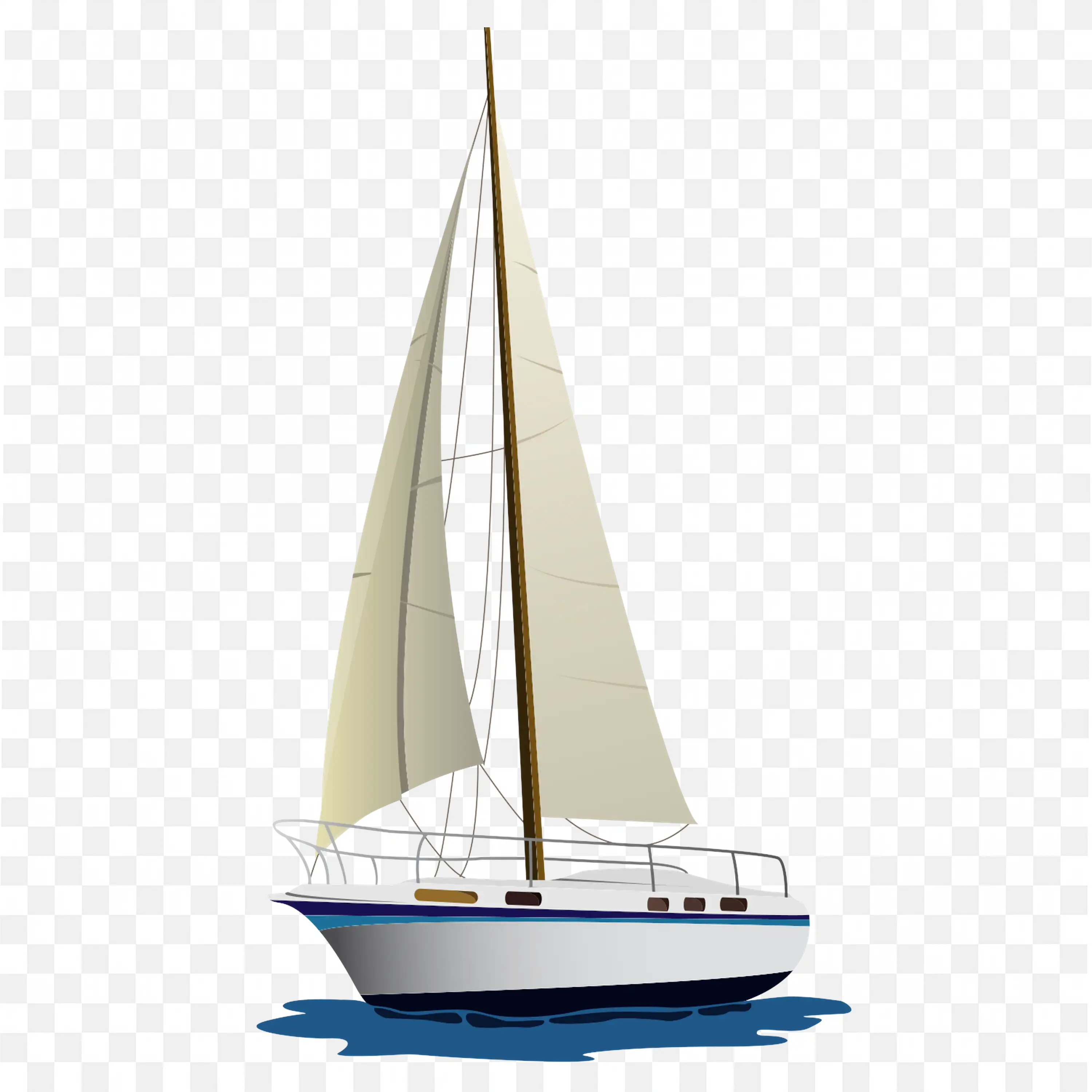 Small Sailboat with White Sails Gliding Through Calm Seas