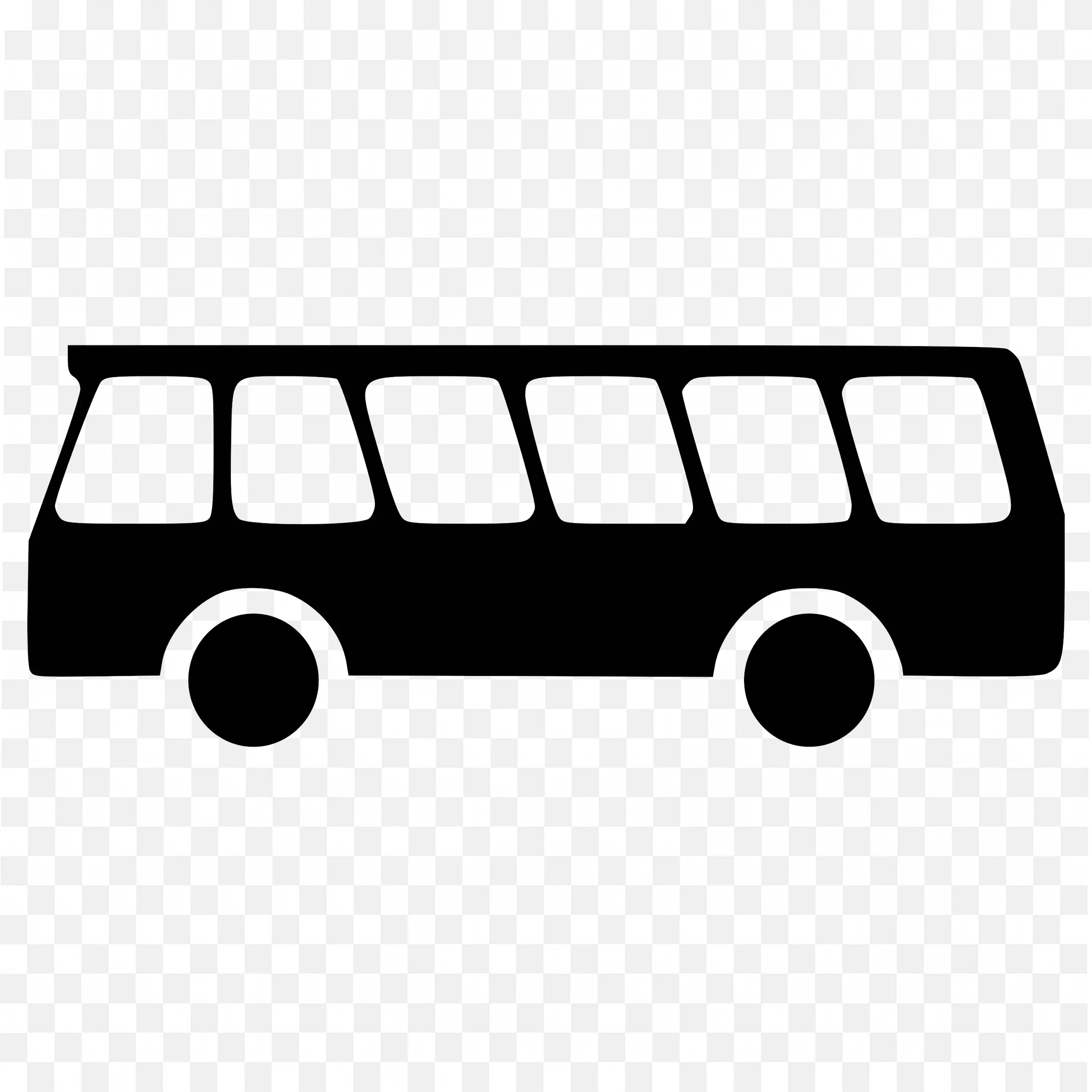 Solid Black Shadow Icon Of A Long Passenger Bus PNG Image
