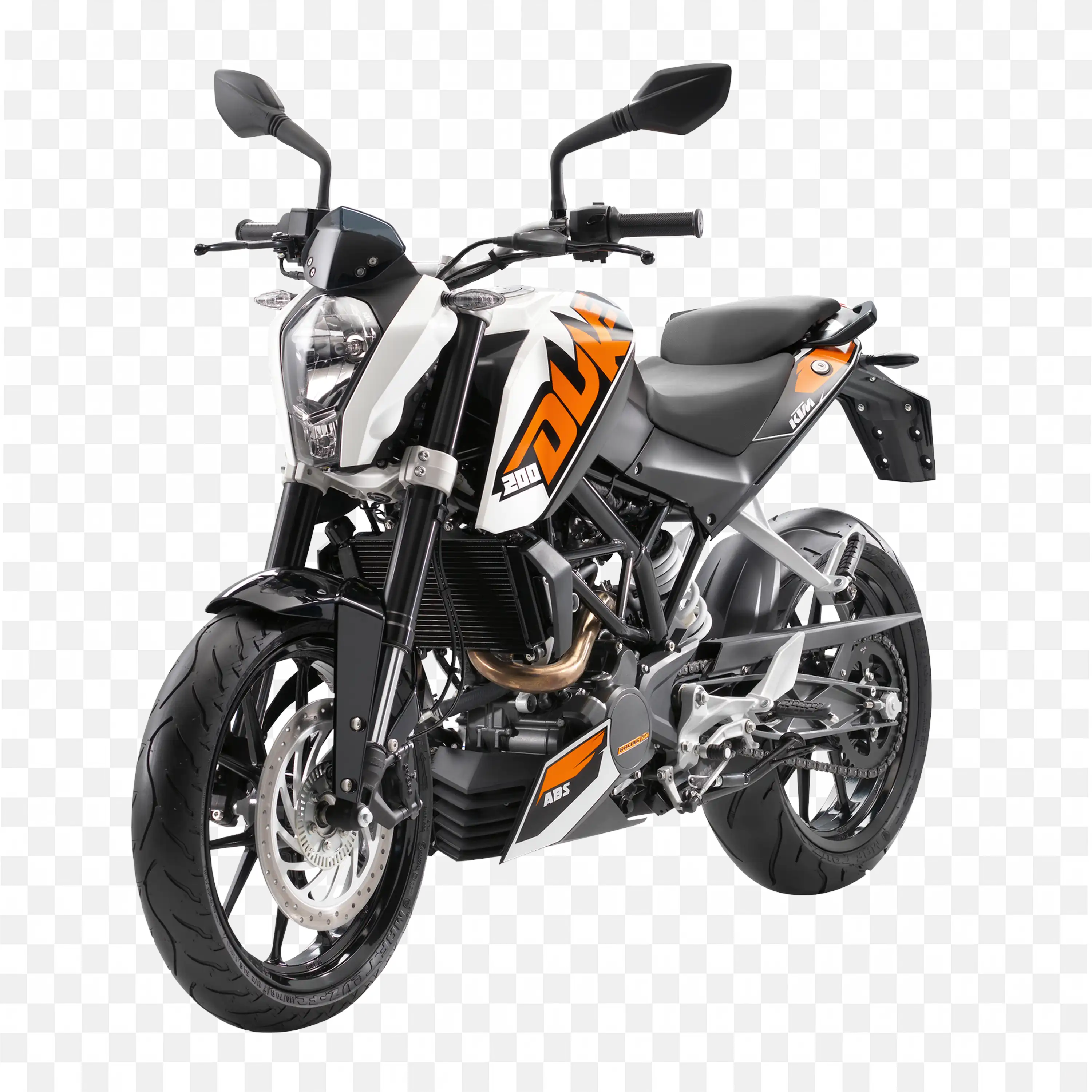 Sporty Orange and Black Ktm 200 Duke Motorcycle Free PNG