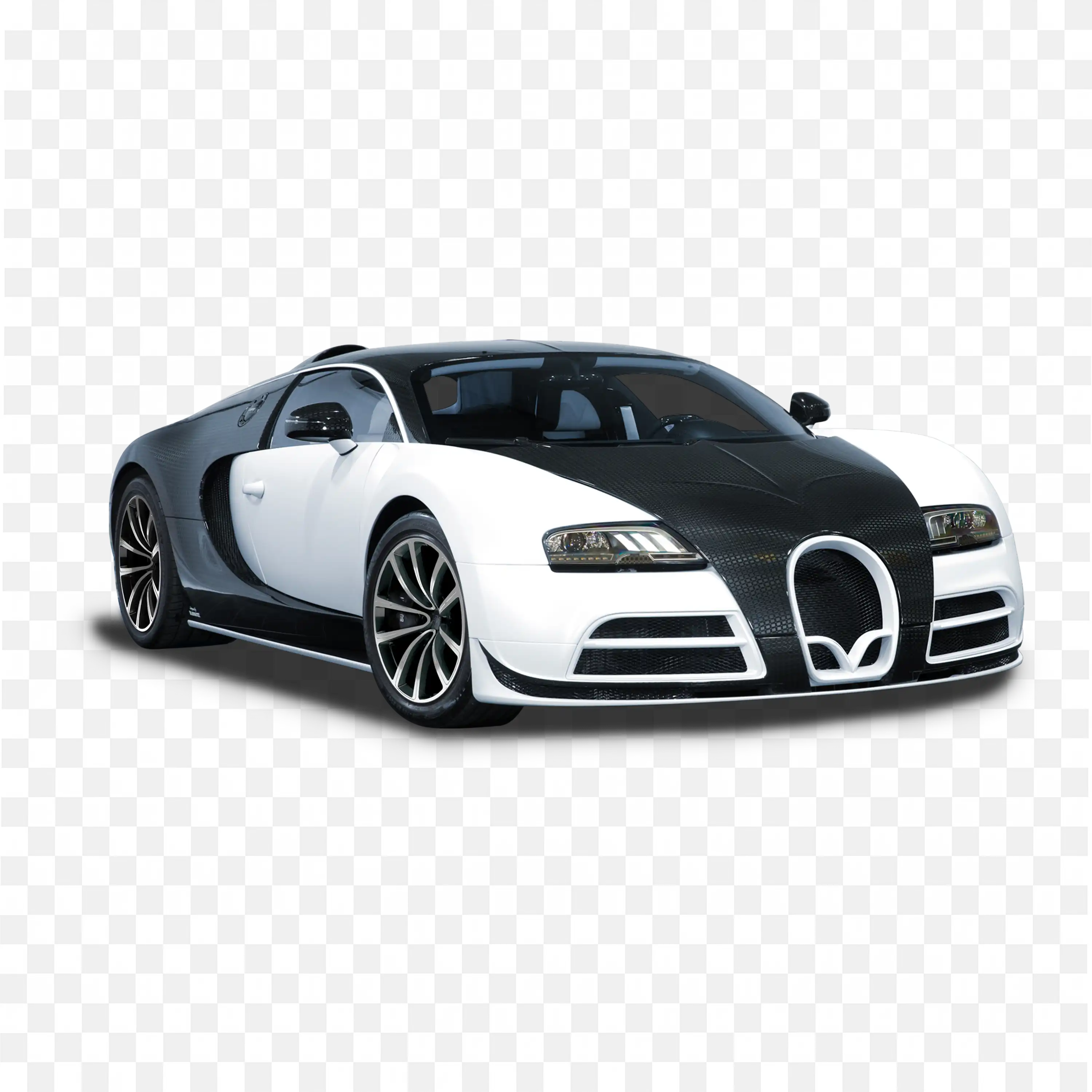 Stylish Black and White Bugatti Veyron Linea Vivere Car PNG