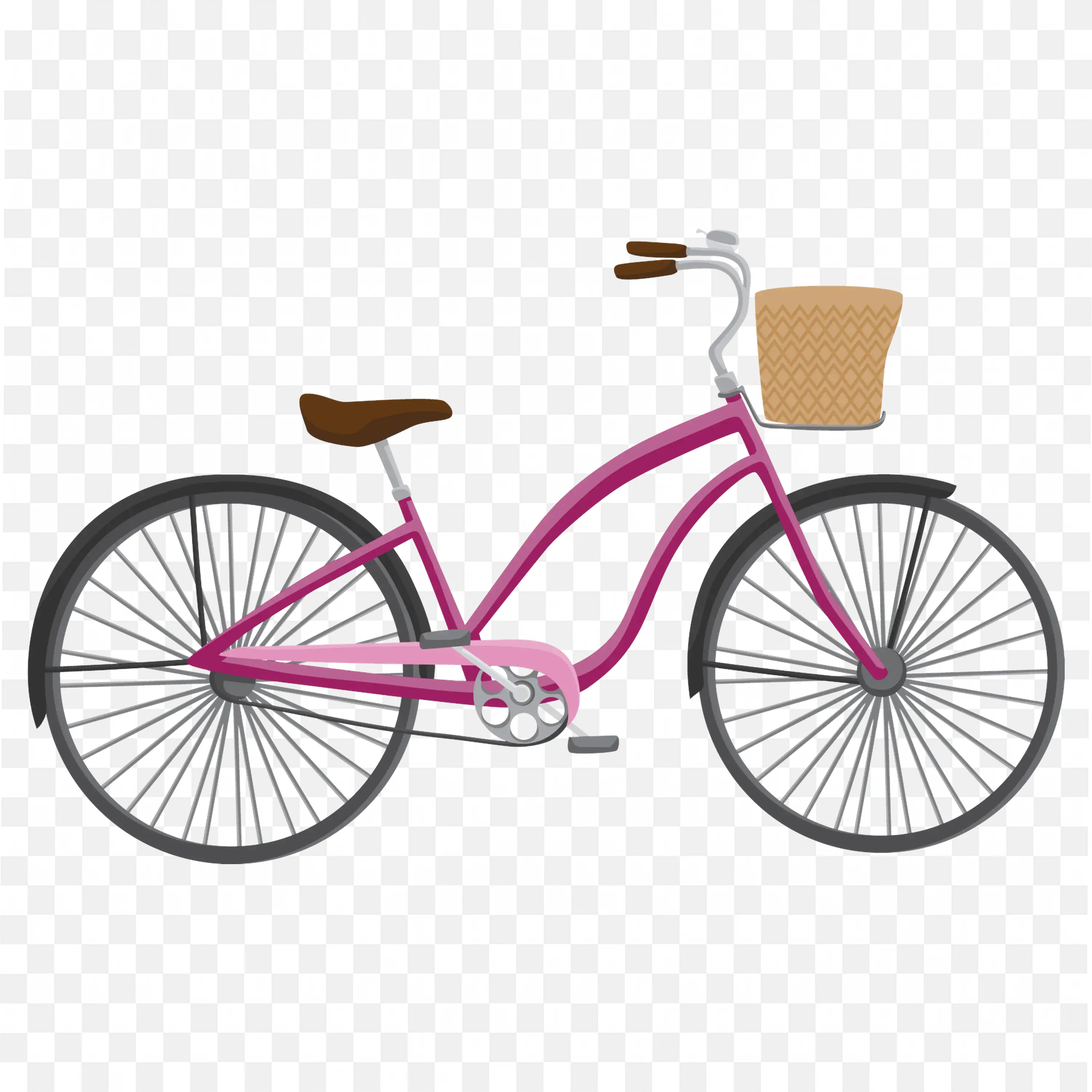 Stylish Pink Bicycle with A Front Basket Free PNG Download