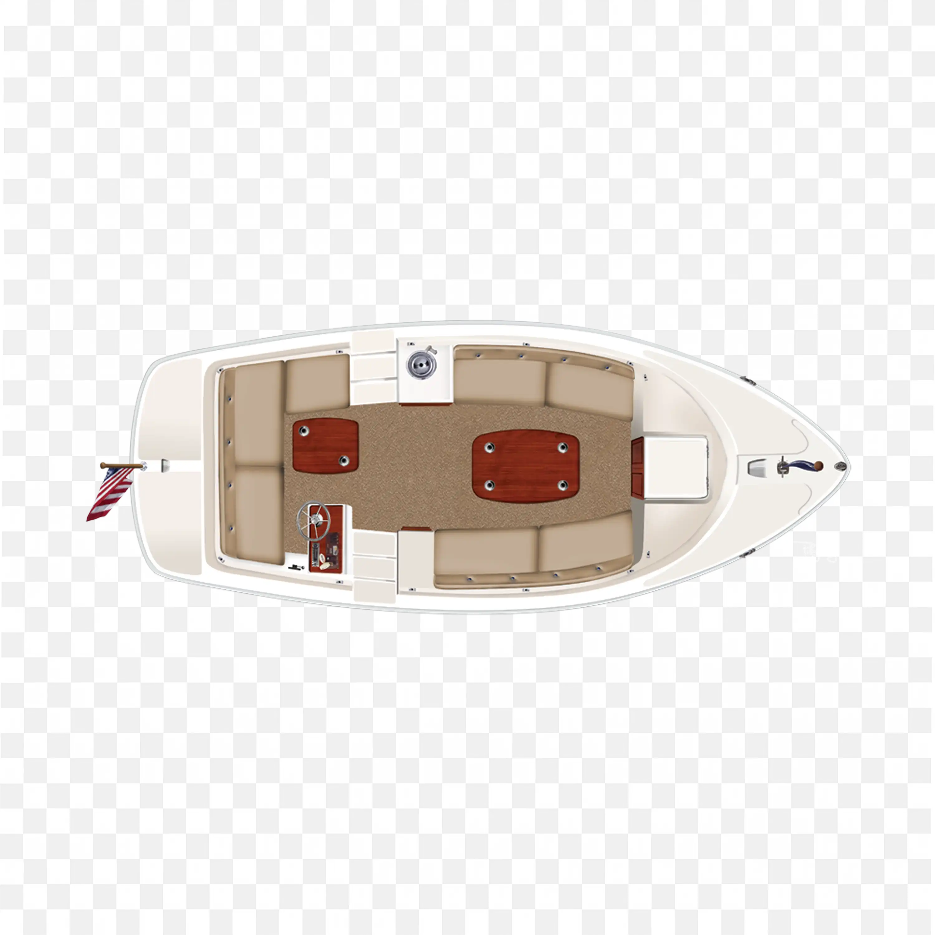 Top View Of A Small Sailboat Deck Showing Seating PNG