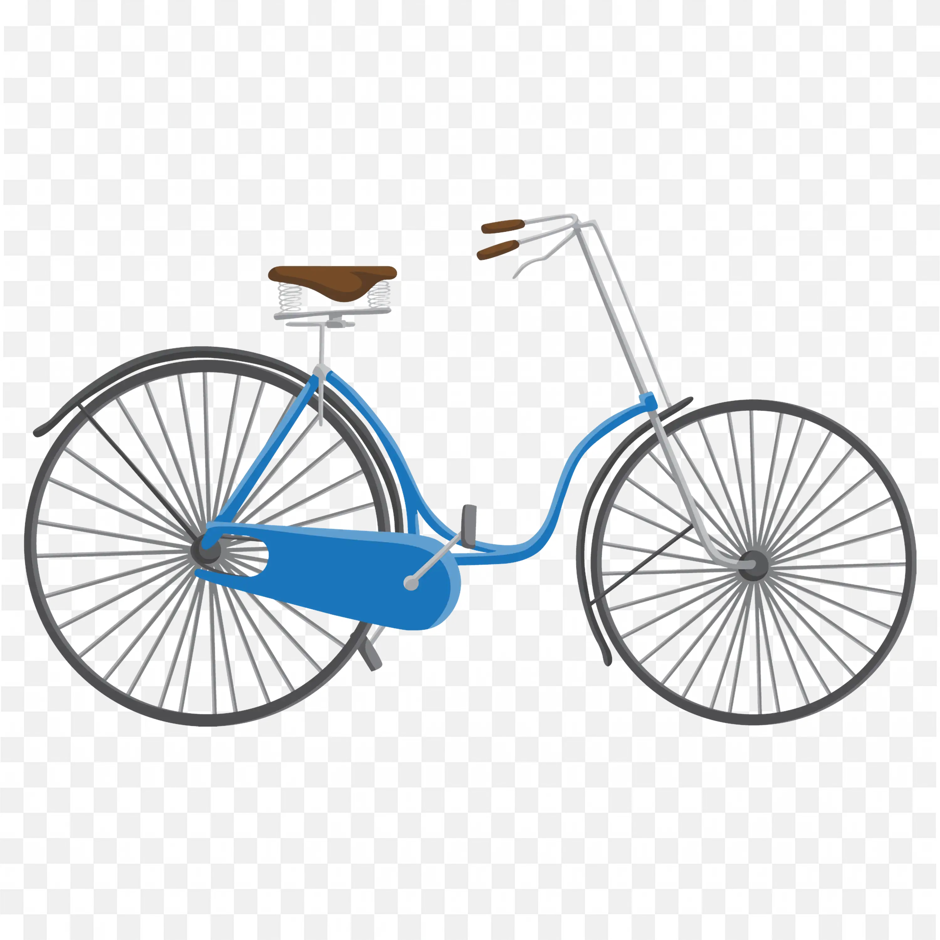 Vintage City Bike with Blue Frame and Brown Seat Free PNG