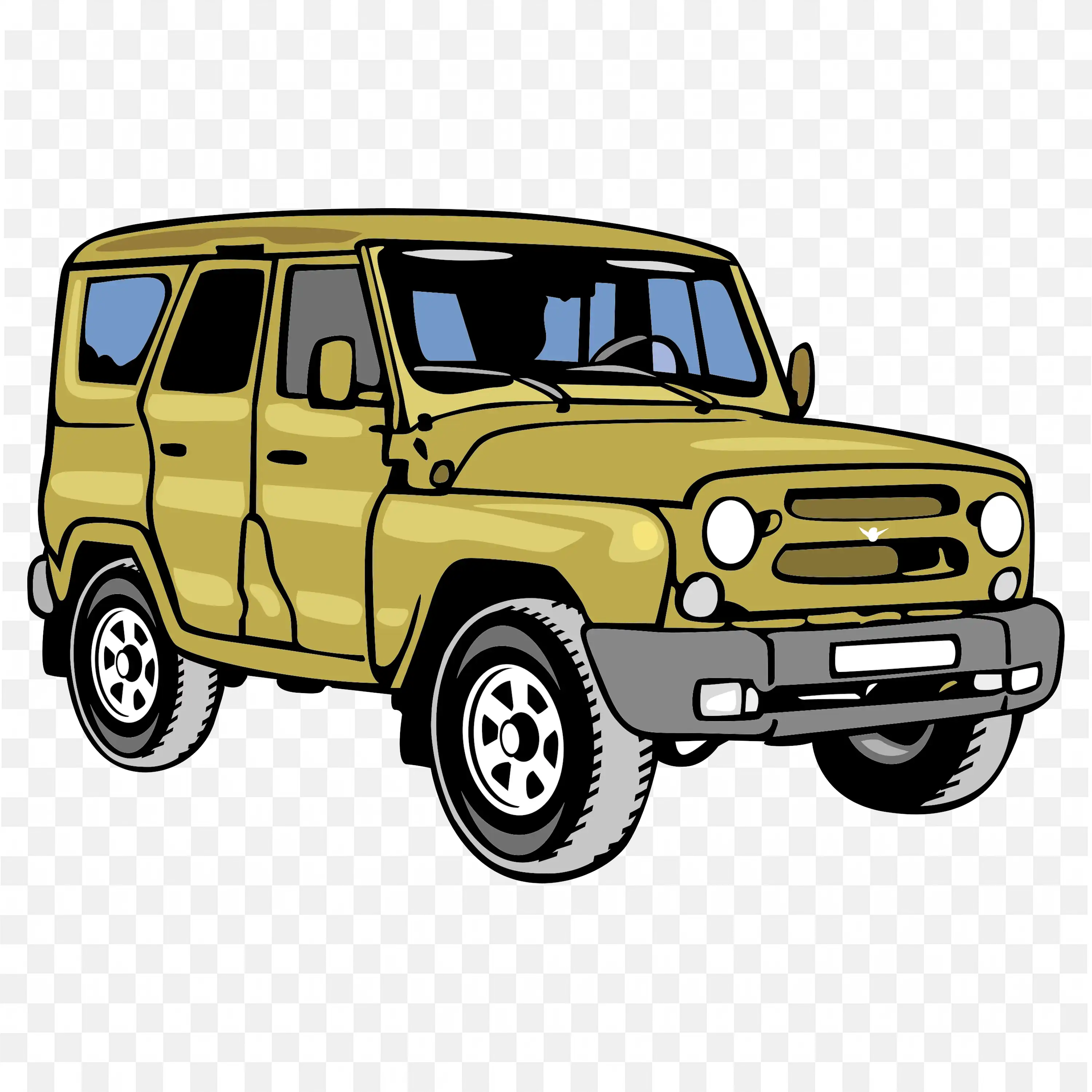 Vintage Suv Jeep With Round Headlights Front View Free PNG