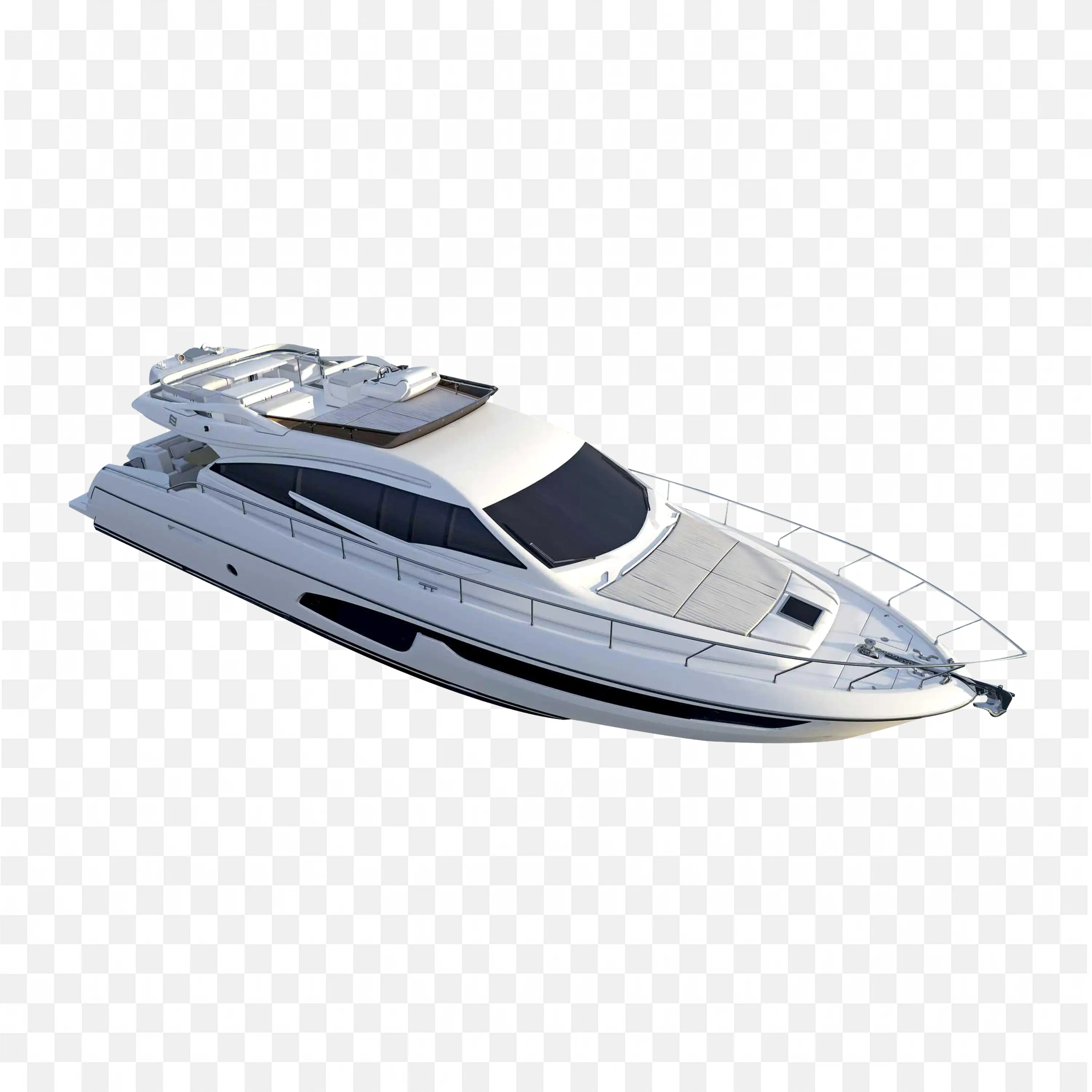 White Colour Motor Yacht Ready To Cruise On the Sea PNG