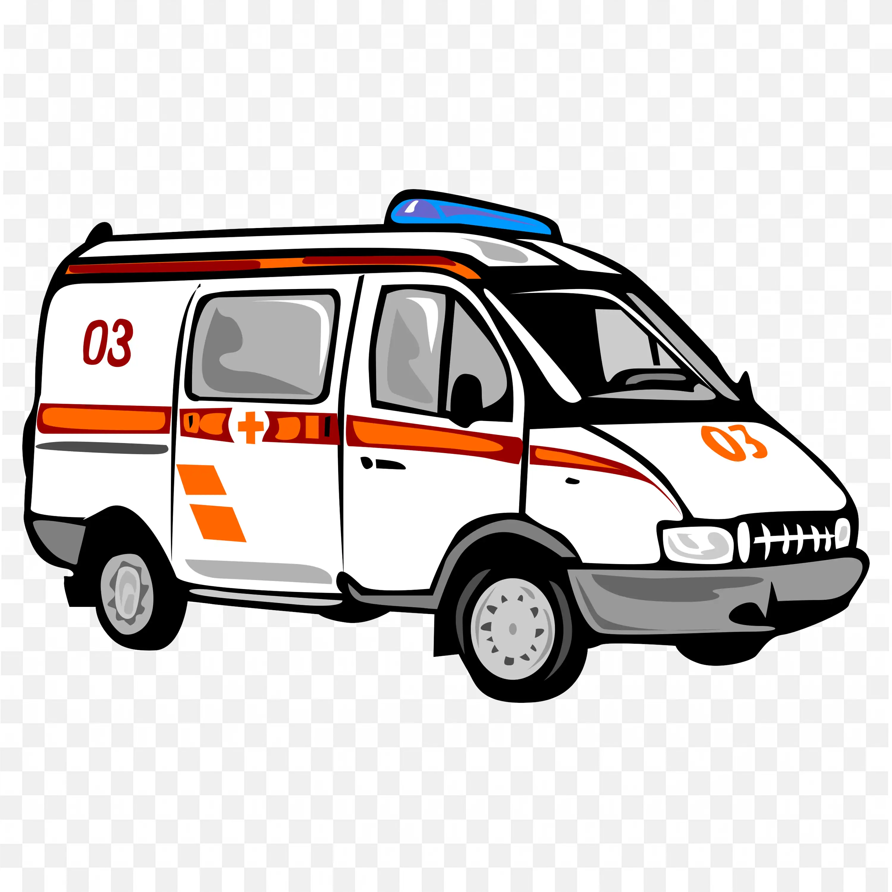 White Emergency Ambulance Van With Red Stripe Details PNG
