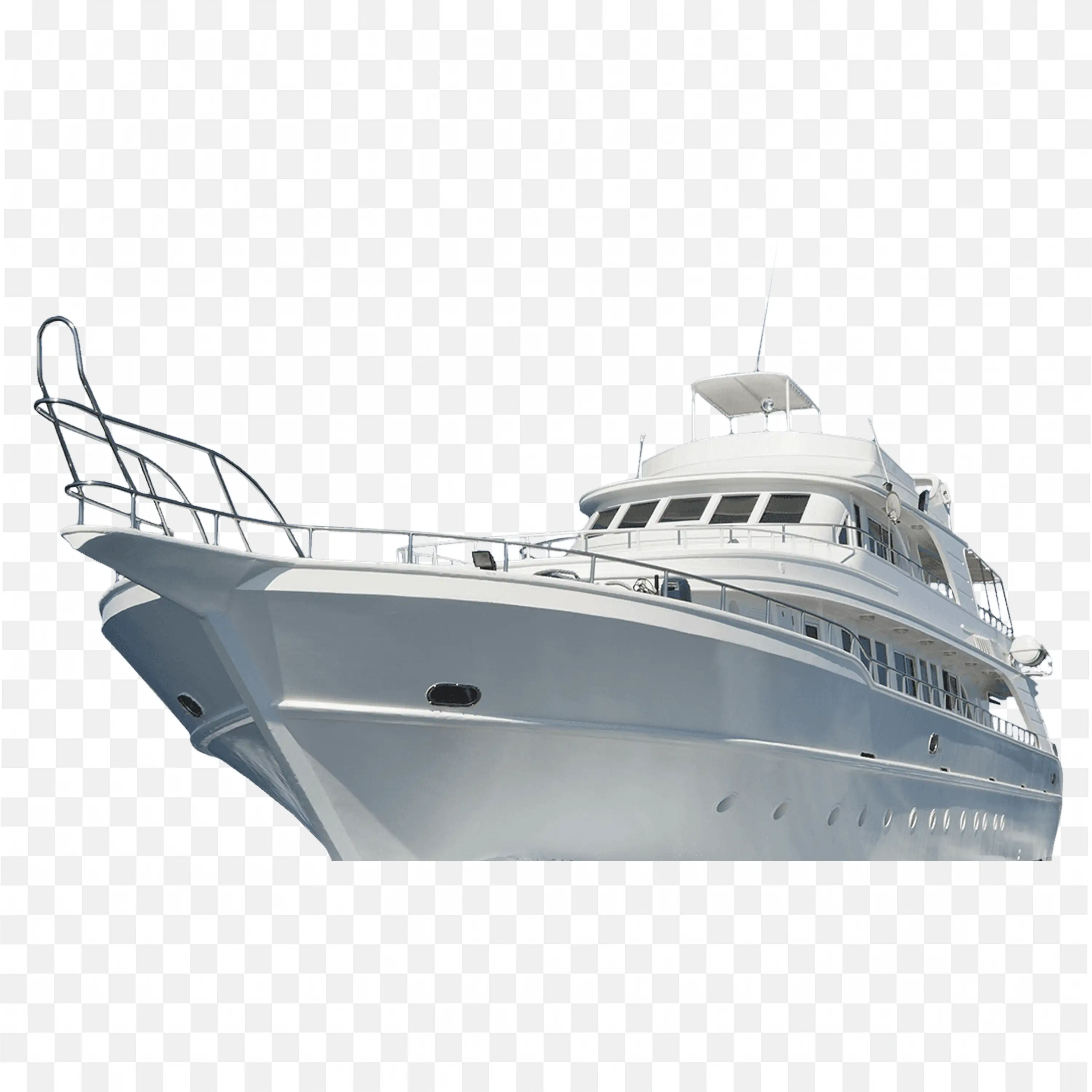 White Luxury Yacht with Upper Deck Sailing Through the Sea