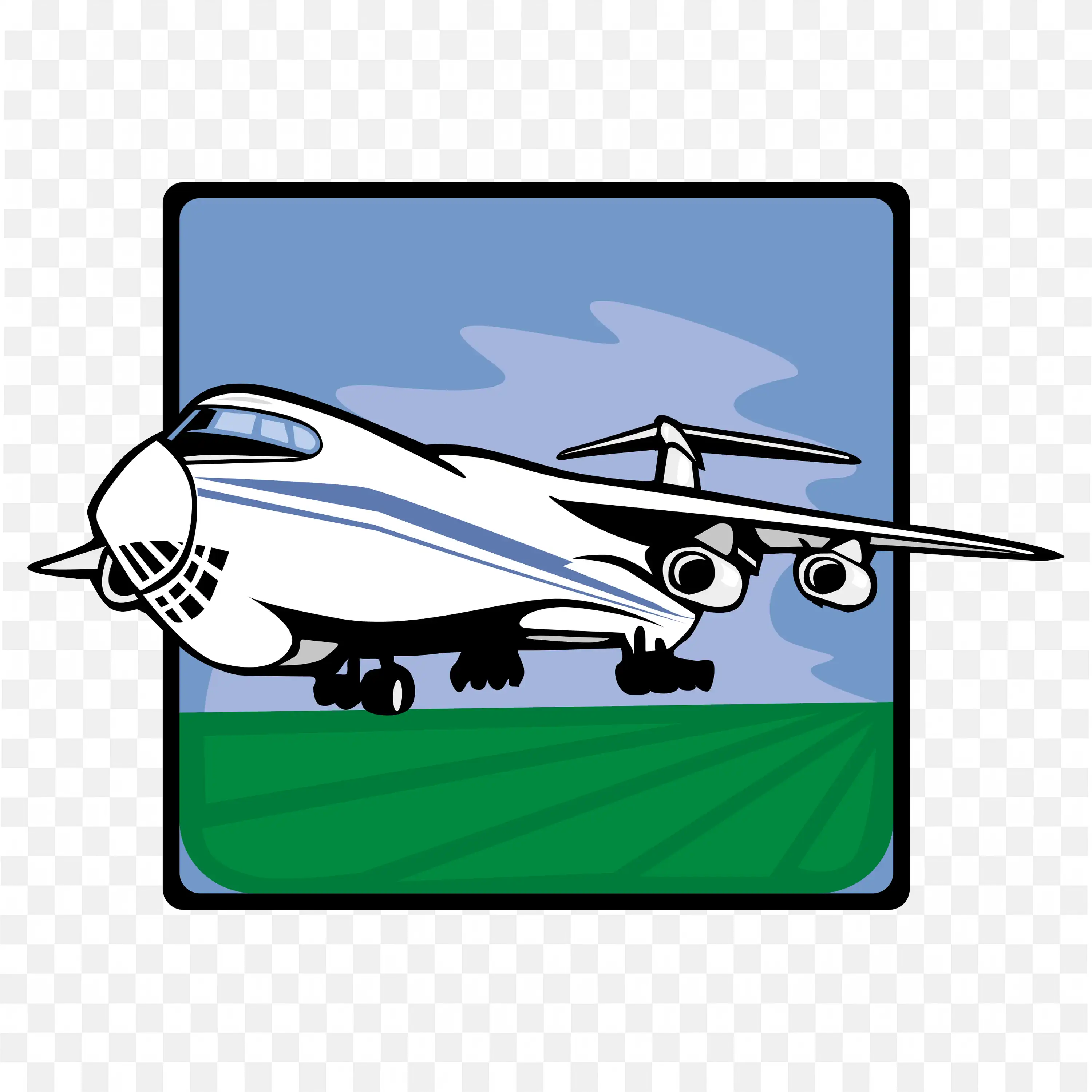 White Passenger Airplane Is Taking Off With Runway PNG