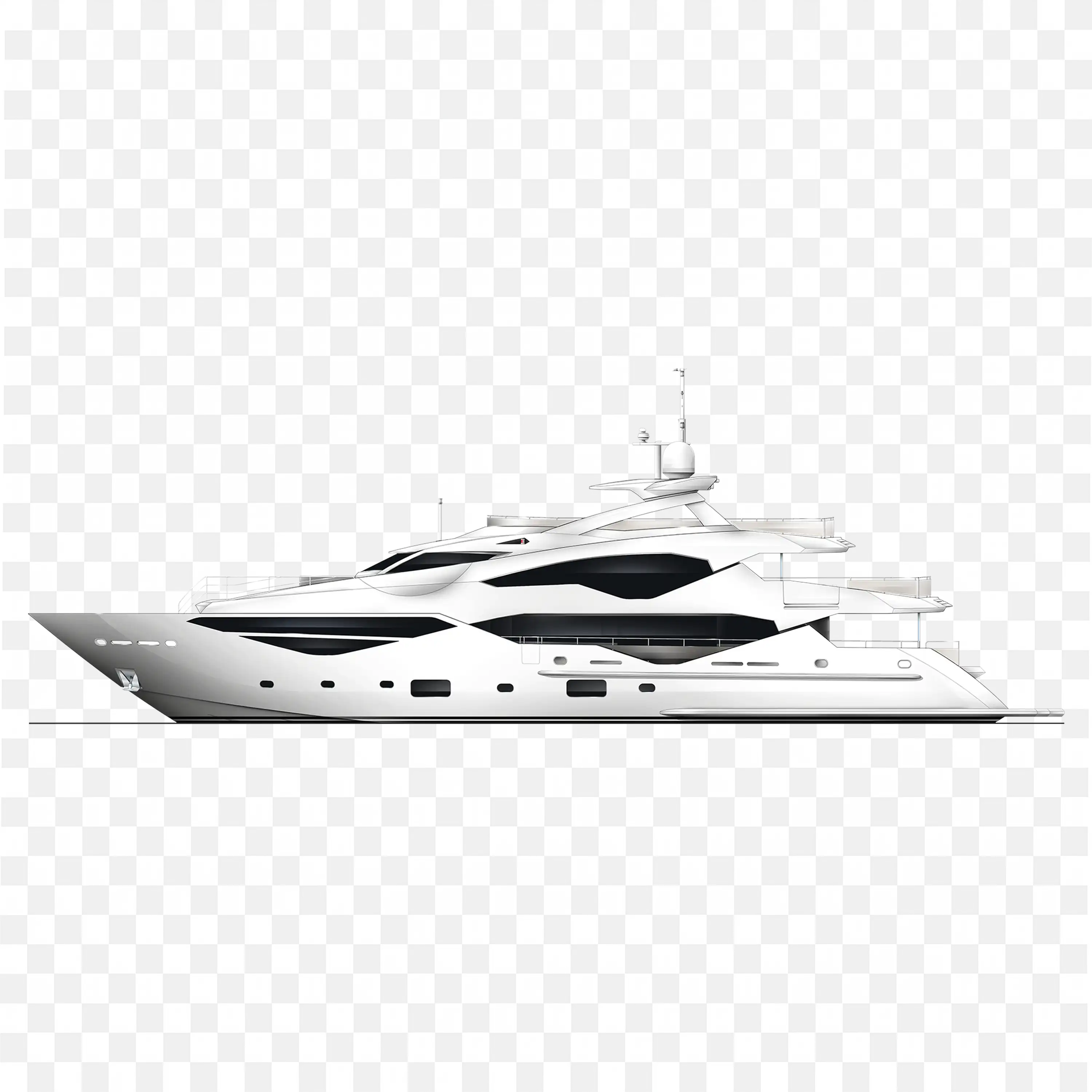 White Sunseeker 131 Yacht with Sharp Streamlined Hull PNG