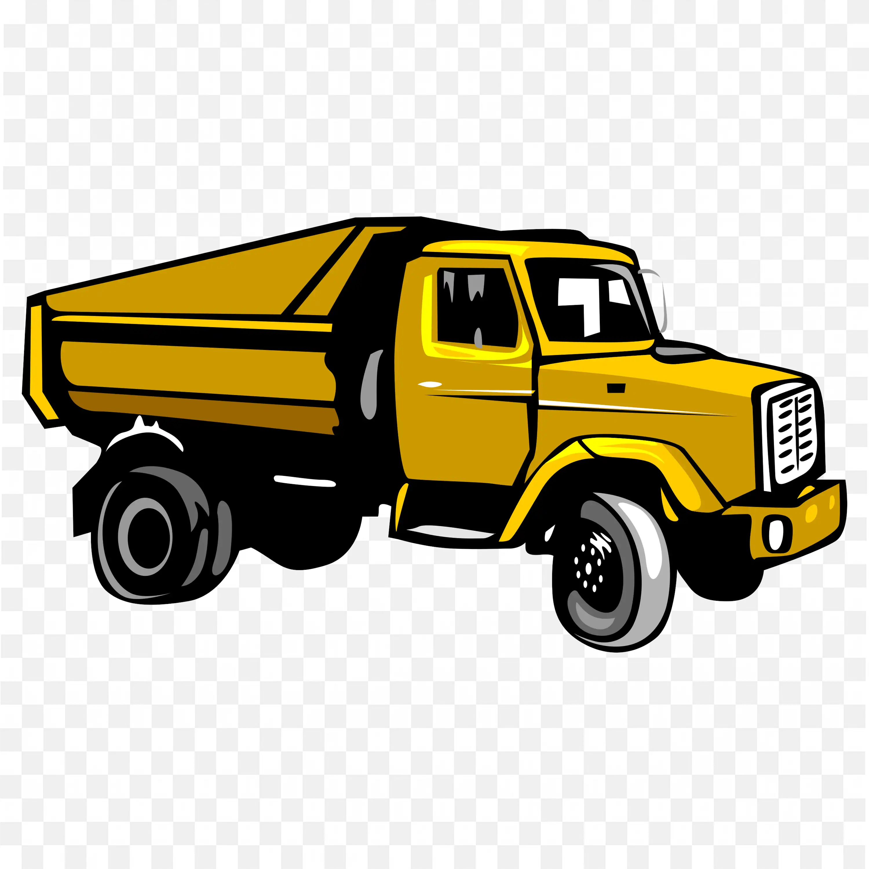 Yellow Dump Truck With Open Container Free PNG Download