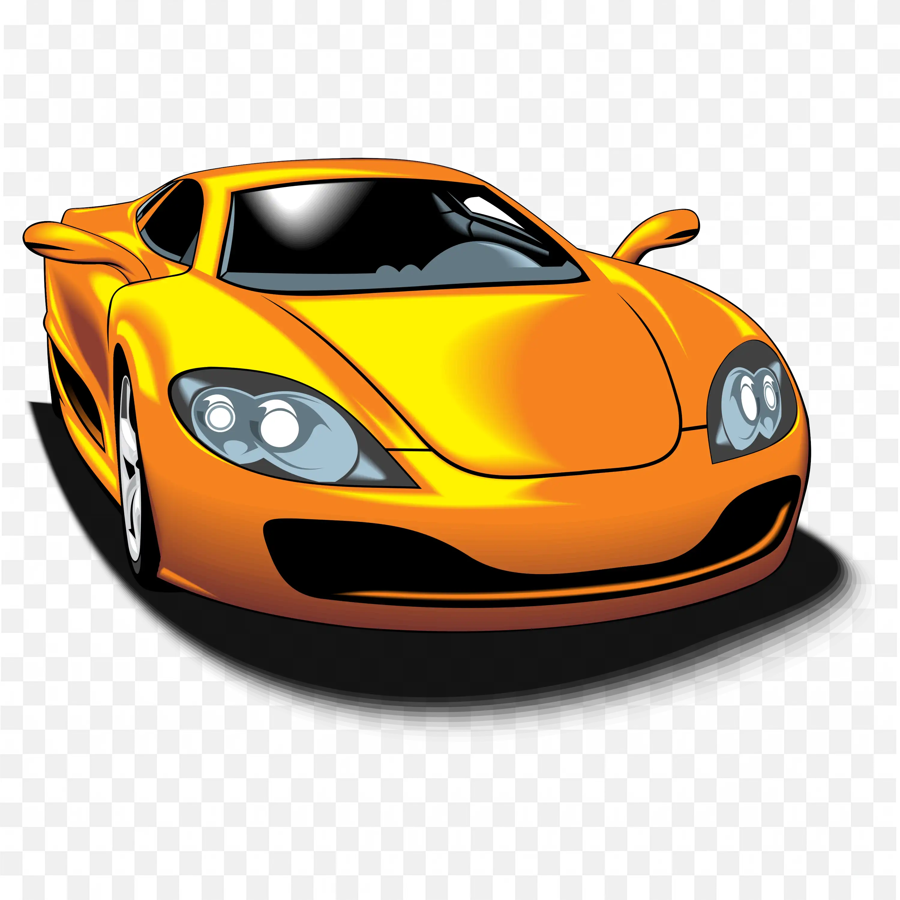 Yellow Sports Car With Curved Headlights and Sleek Body