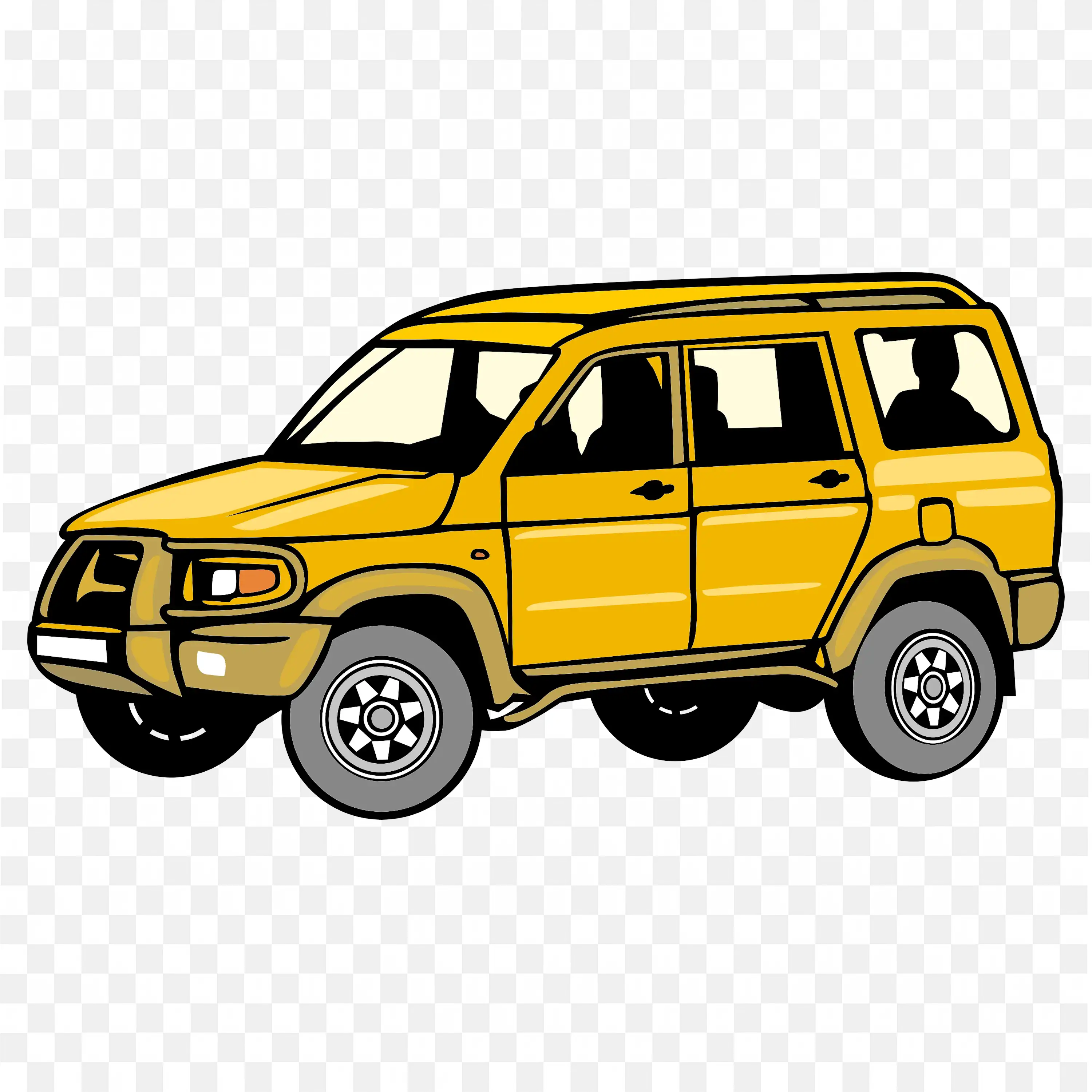 Yellow Suv With Spacious Cabin and Shaded Windows Free PNG