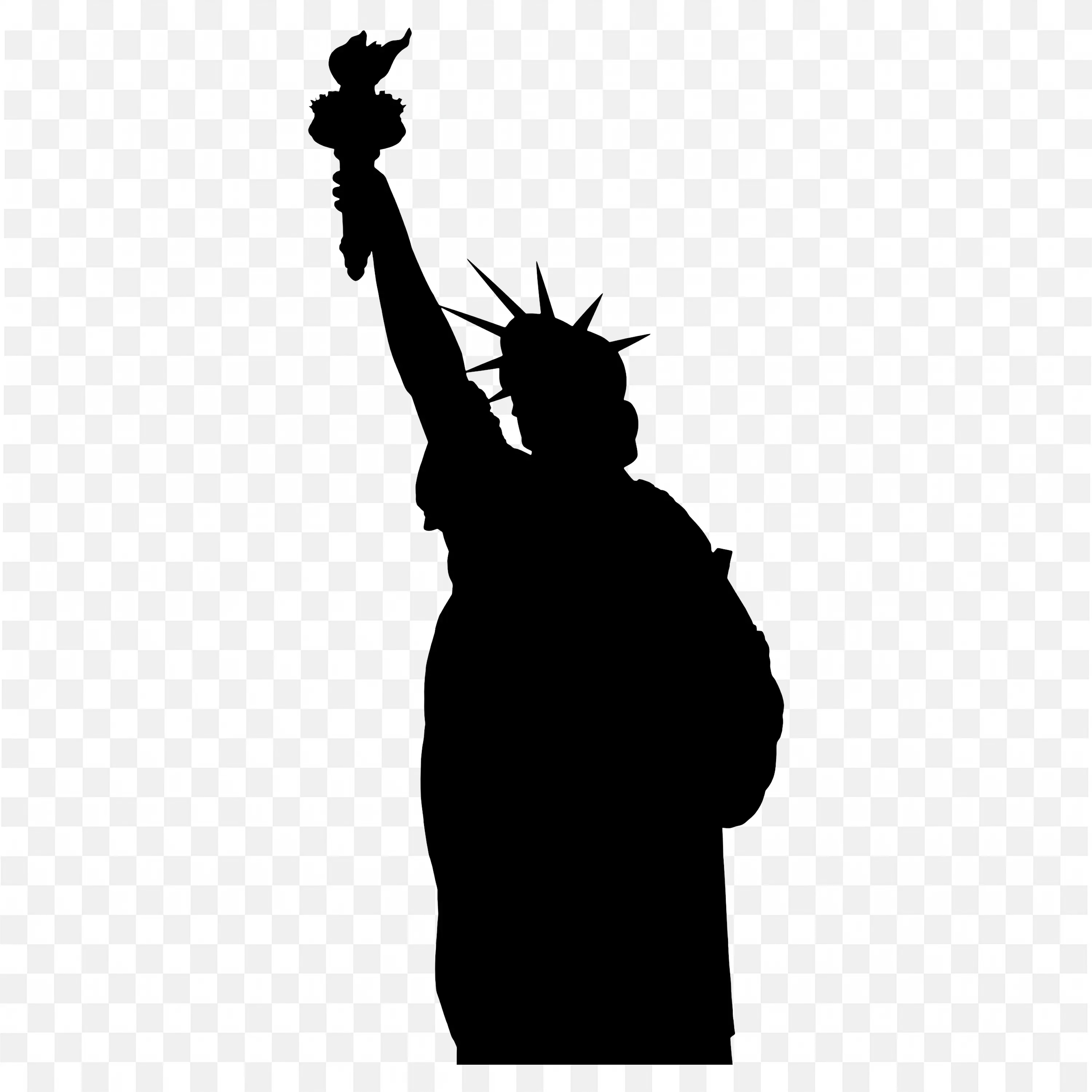 Black Figure of Statue of Liberty Standing Upright Tall