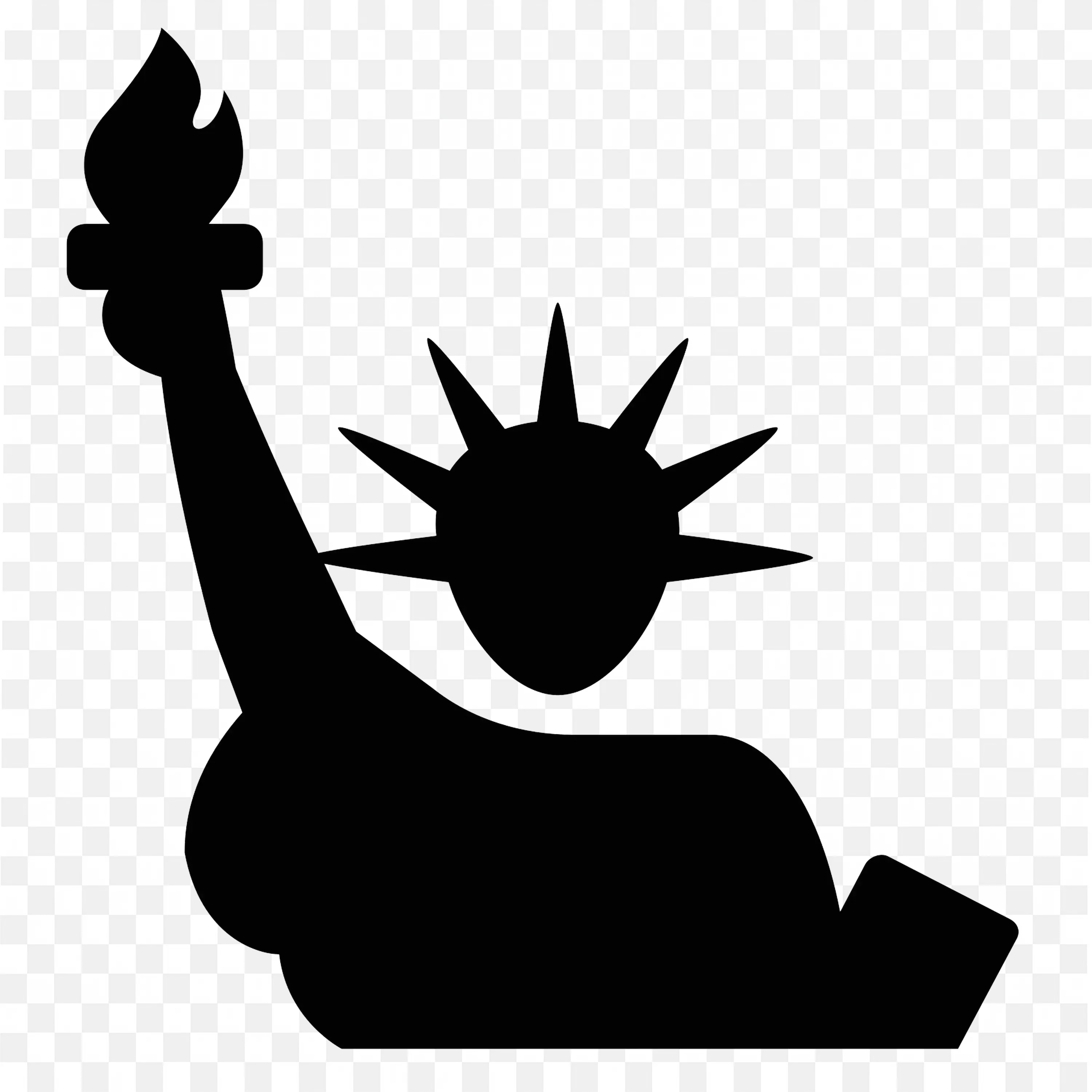 Black Icon of Statue of Liberty With Torch and Crown Spikes