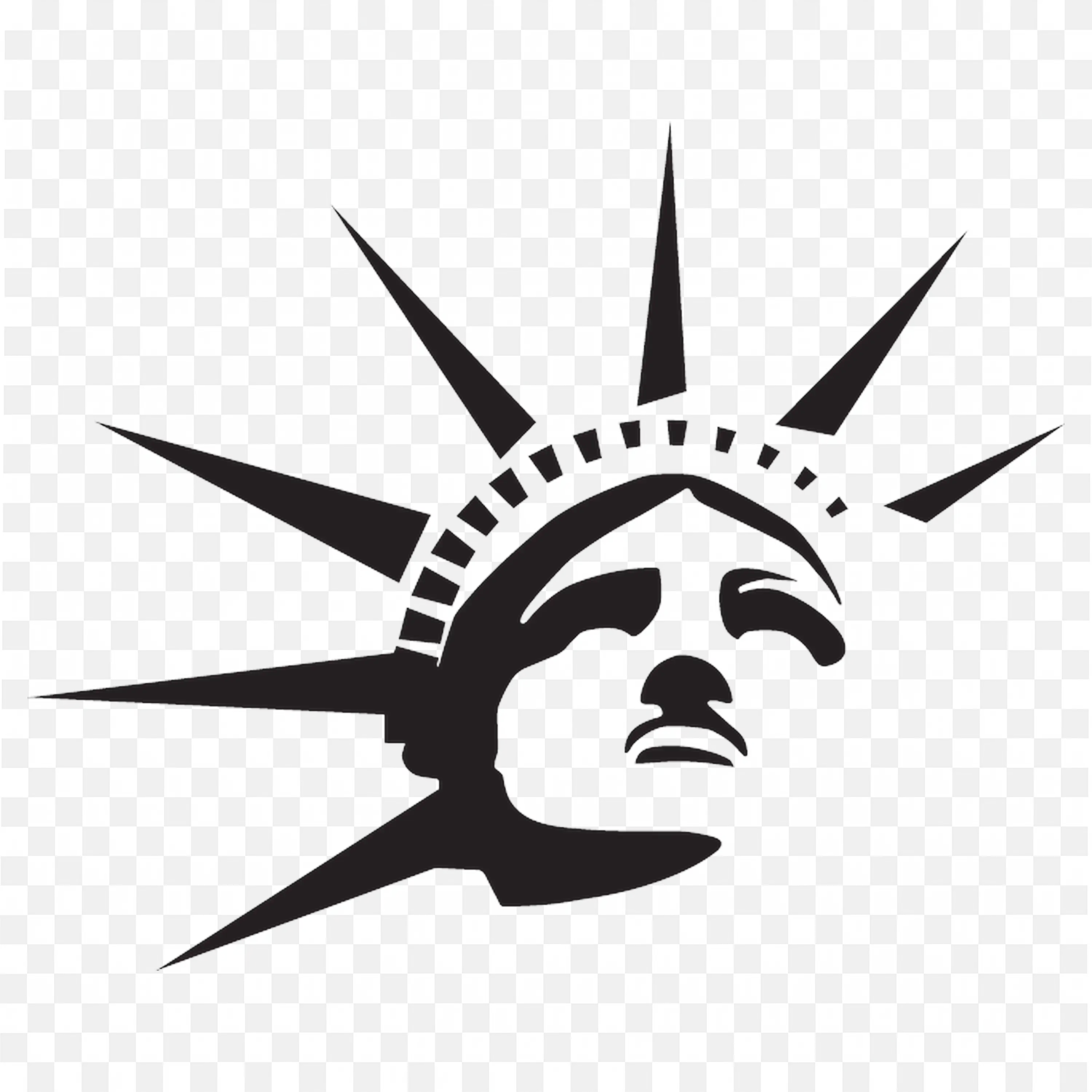 Black and White Graphic of Statue of Liberty Crown and Face