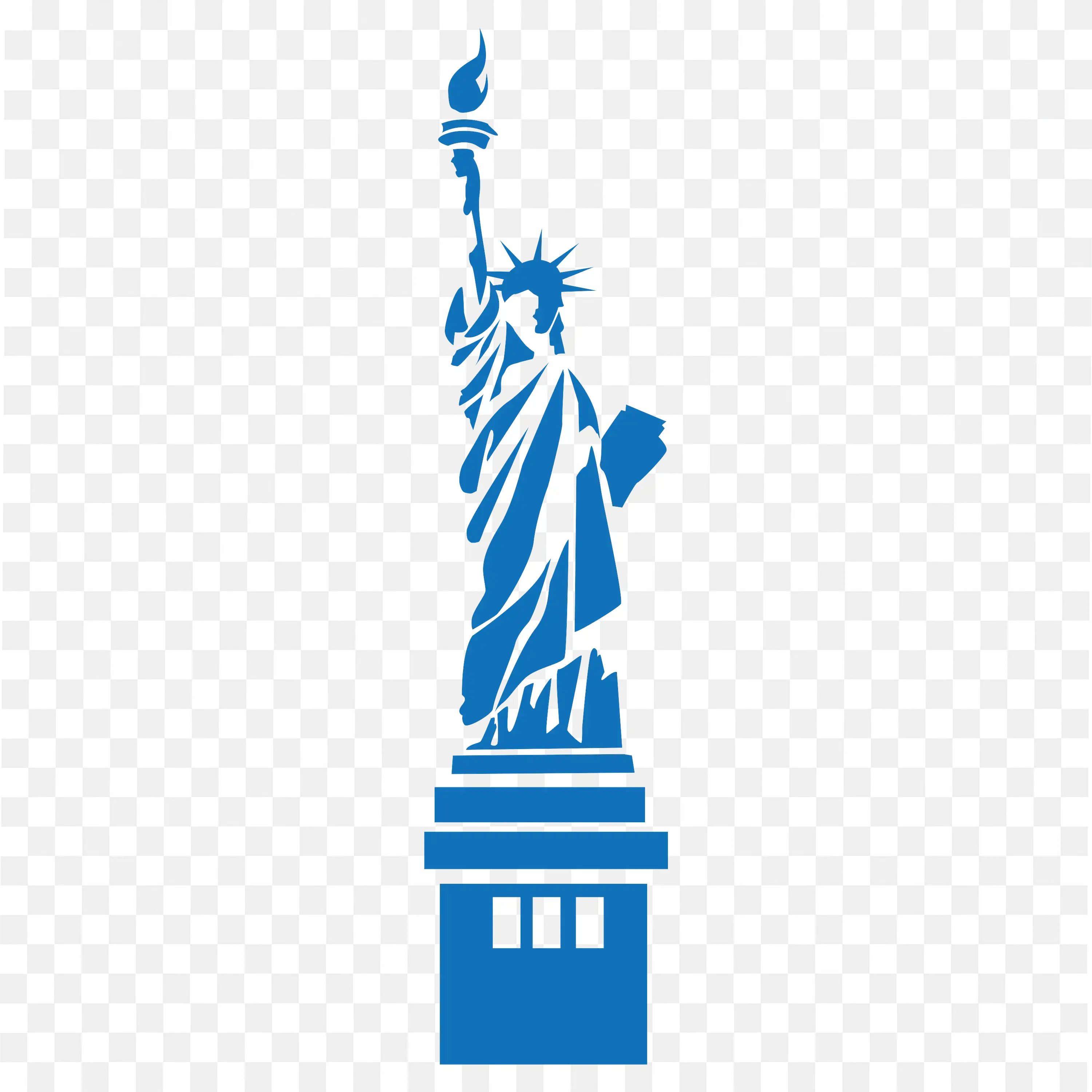 Blue Shadow Image Icon of Statue of Liberty for Branding