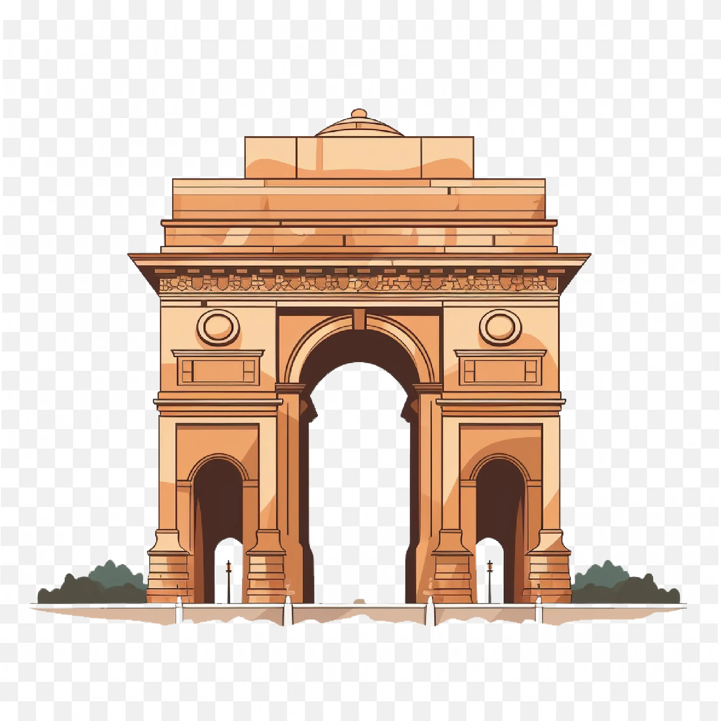 Classic Style India Gate Drawing for Travel Promotions PNG