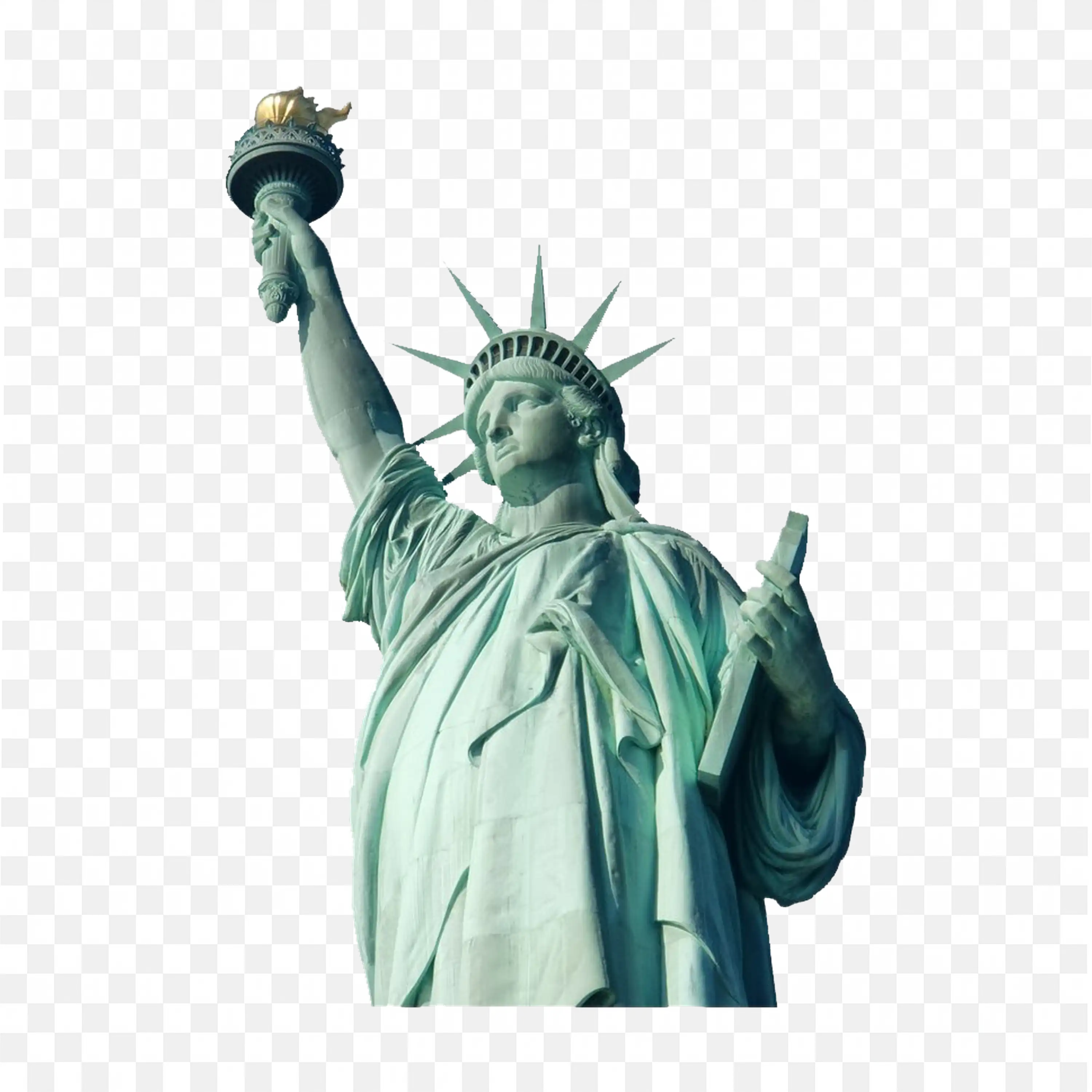 Complete View of Liberty Statue With Torch and Crown Up Close