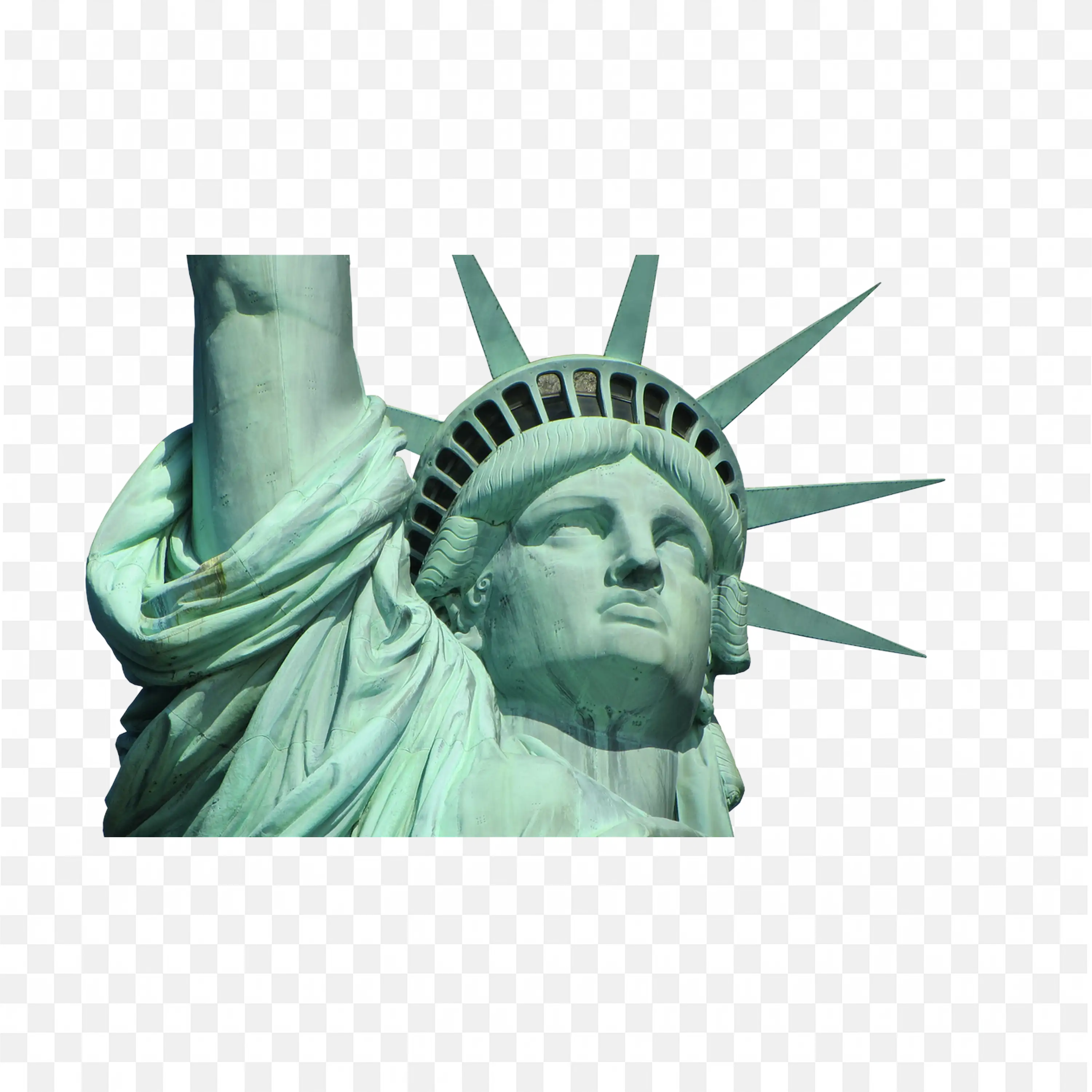 Face View of Statue of Liberty Showing Facial Details PNG